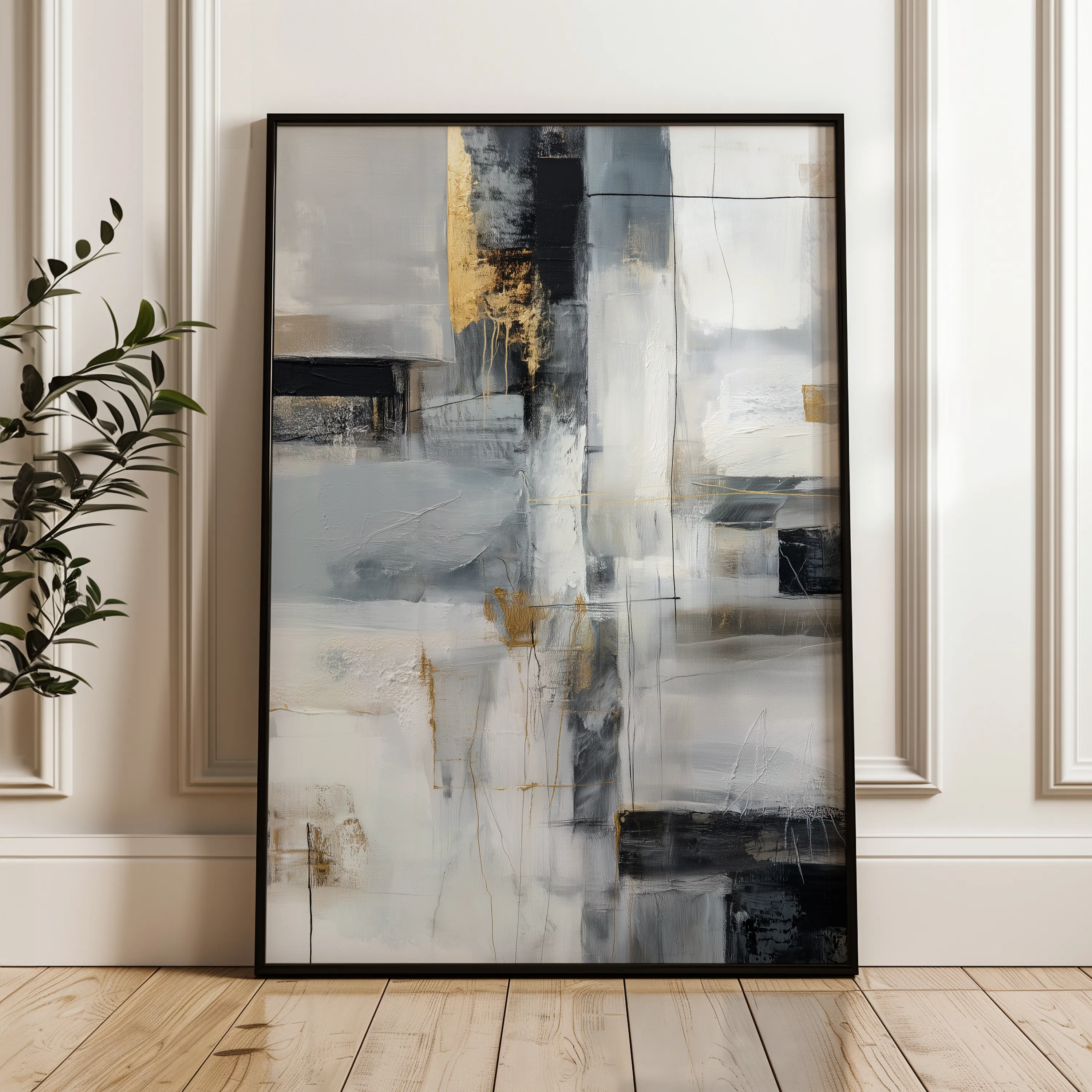 Abstract 1803 Canvas Art 18" x 24" / 45 x 60 cm / Black