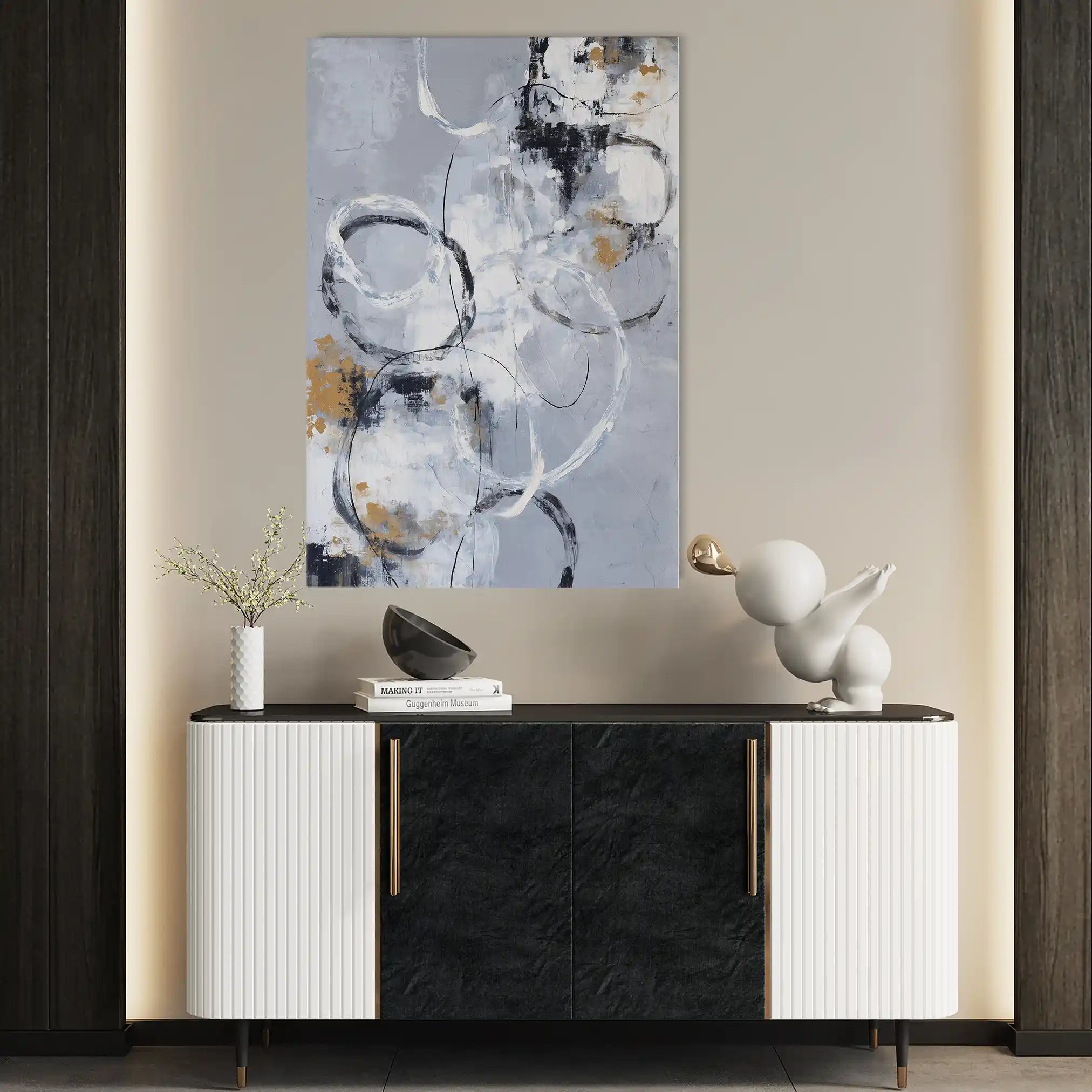 Abstract 1808 Canvas Art 18" x 24" / 45 x 60 cm / Black
