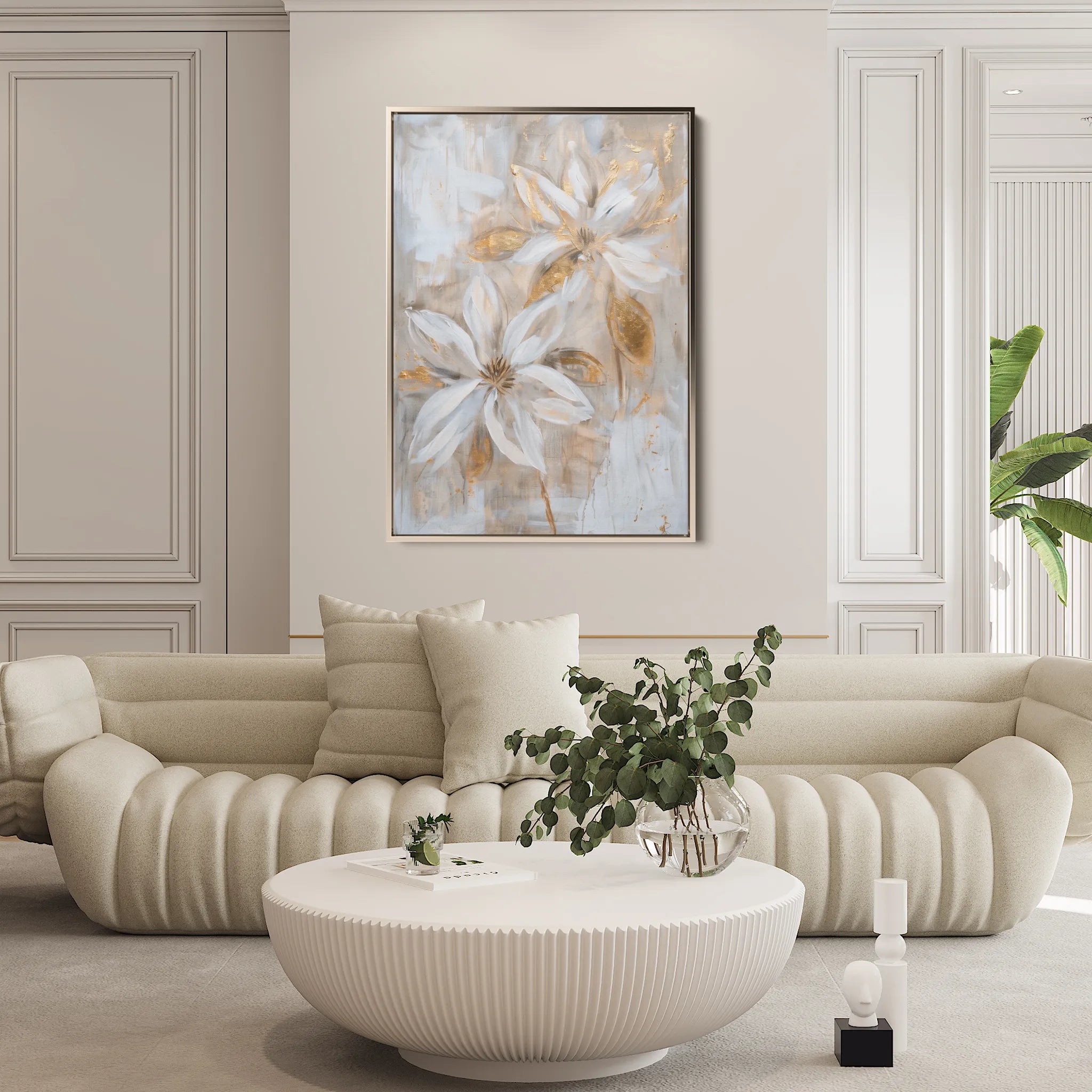 Floral 181 Canvas Art 18" x 24" / 45 x 60 cm / Black