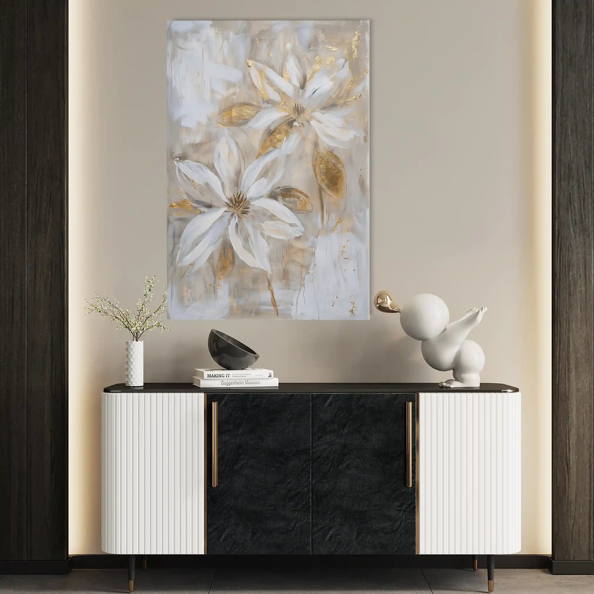 Floral 181 Canvas Art 60 x 40 cm / Black