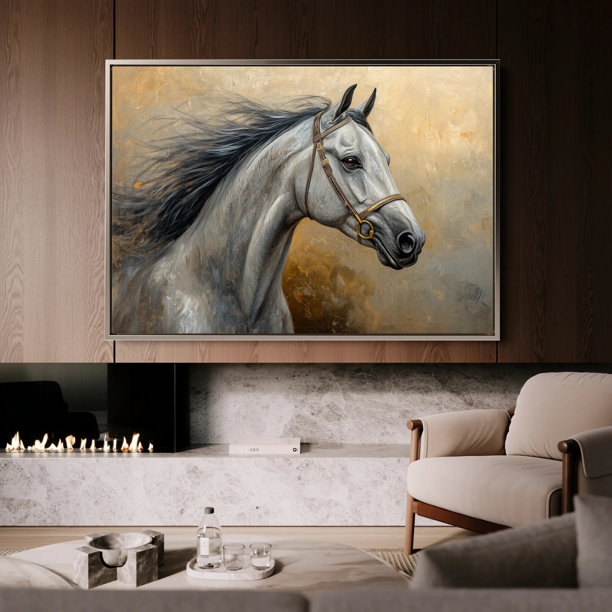 Horses 181 Canvas Art 18" x 24" / 45 x 60 cm / Black