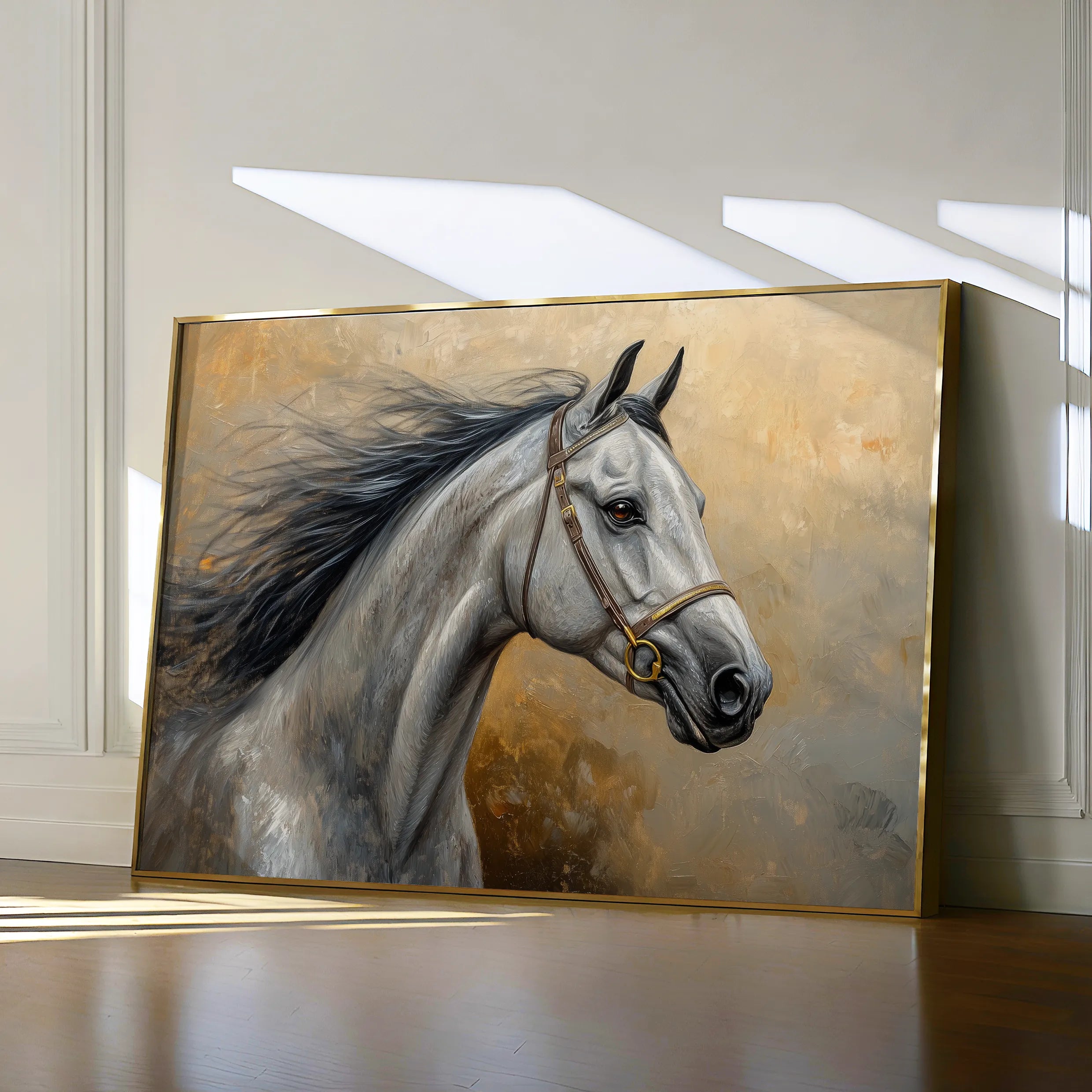 Horses 181 Canvas Art 18" x 24" / 45 x 60 cm / Black