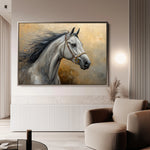 Horses 181 Canvas Art 18" x 24" / 45 x 60 cm / Black