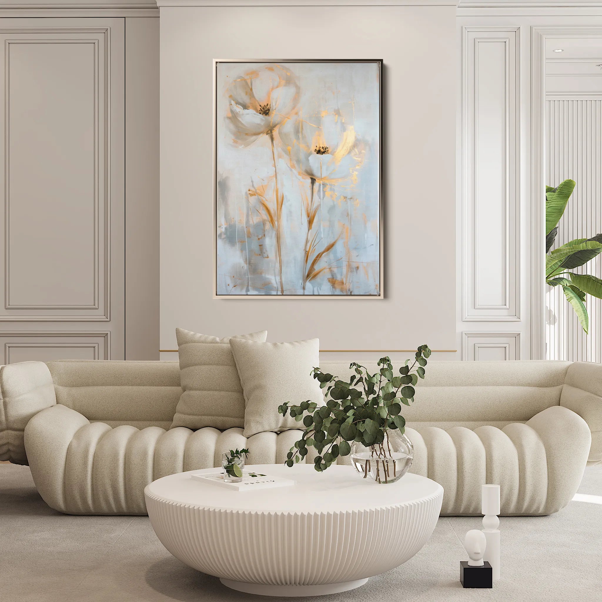 Floral 182 Canvas Art 18" x 24" / 45 x 60 cm / Black