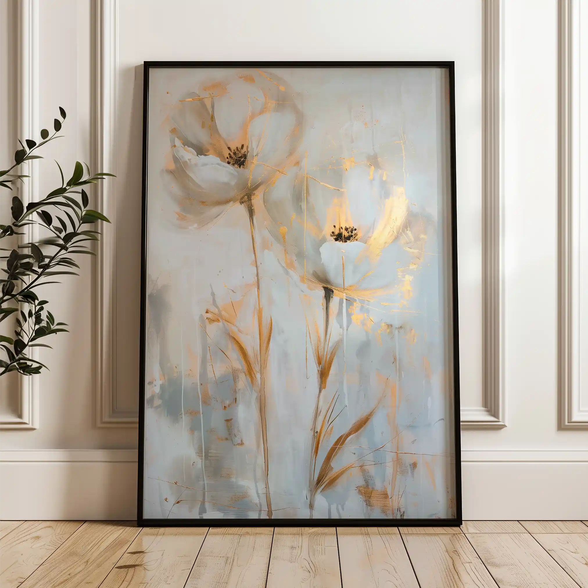 Floral 182 Canvas Art 60 x 40 cm / Black