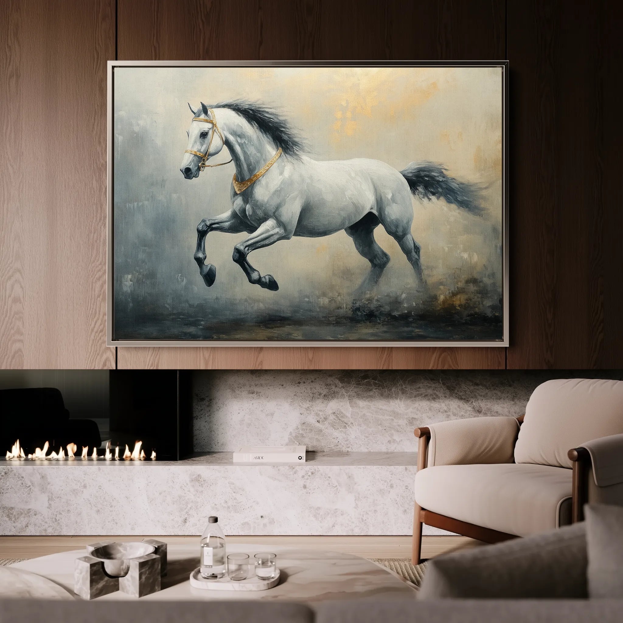 Horses 182 Canvas Art 18" x 24" / 45 x 60 cm / Black