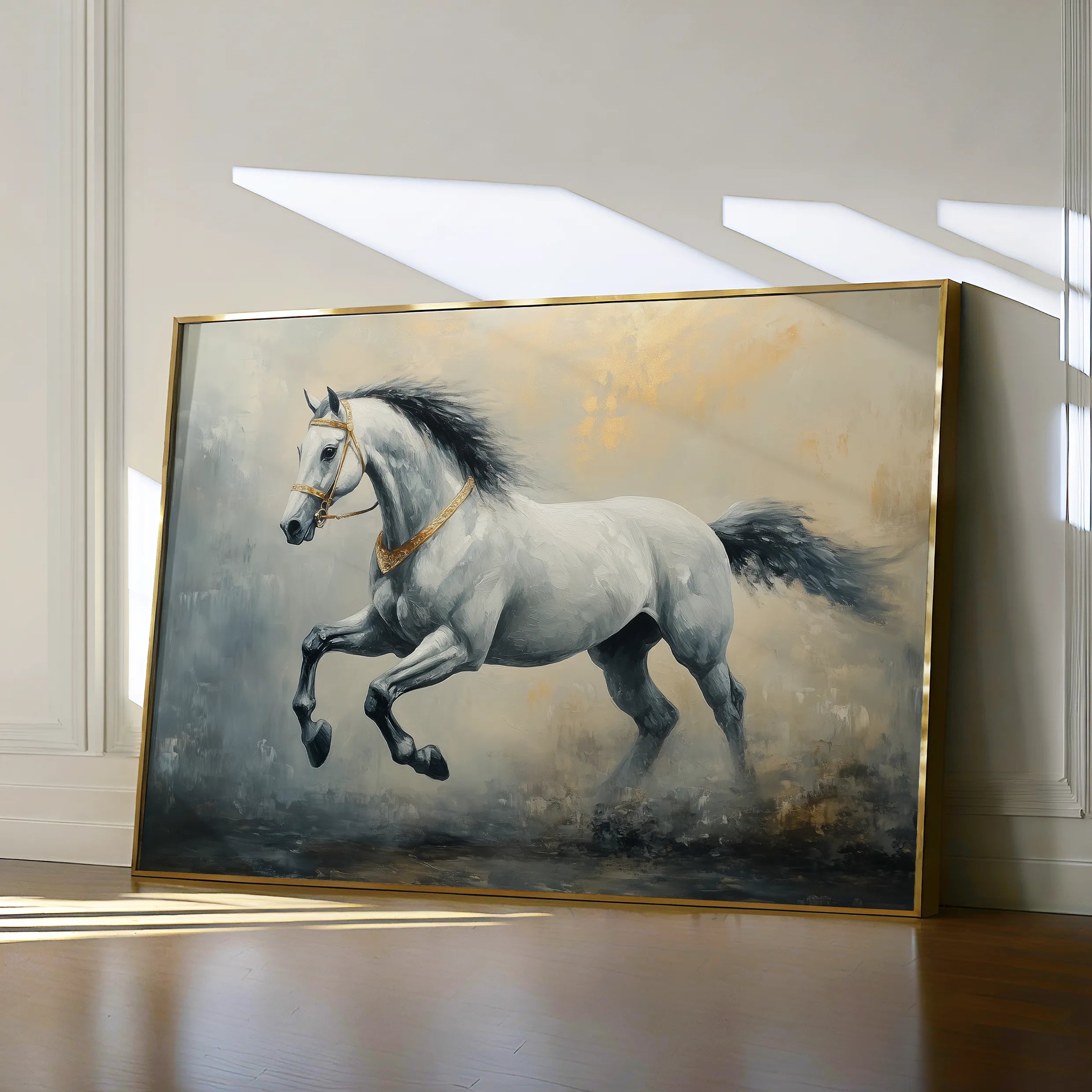 Horses 182 Canvas Art 18" x 24" / 45 x 60 cm / Black