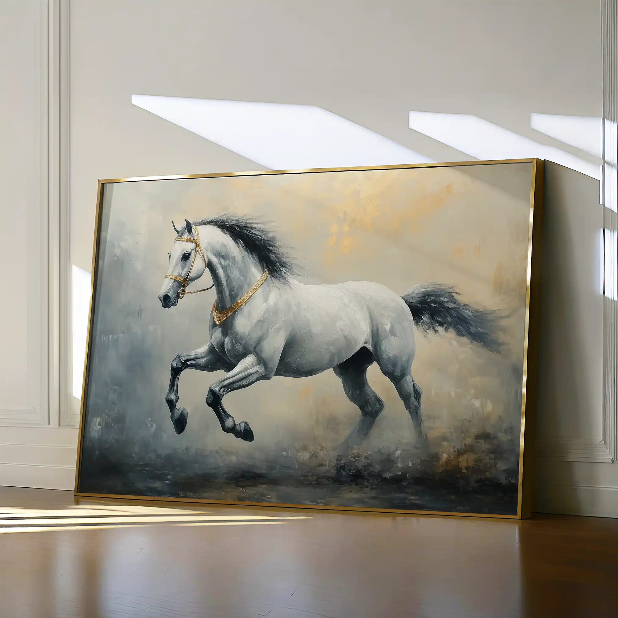 Horses 182 Canvas Art 60 x 40 cm / Black