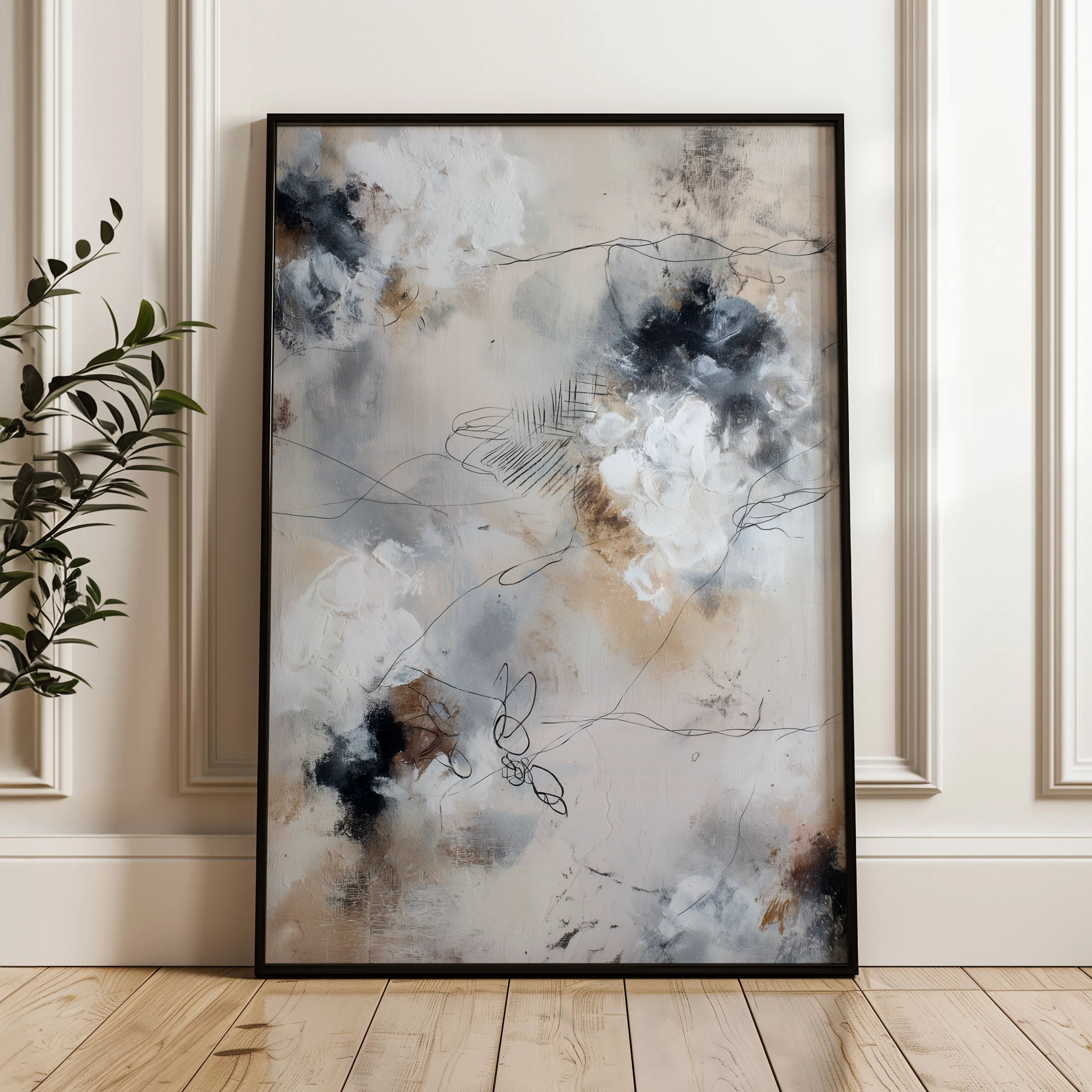 Abstract 1828 Canvas Art 18" x 24" / 45 x 60 cm / Black