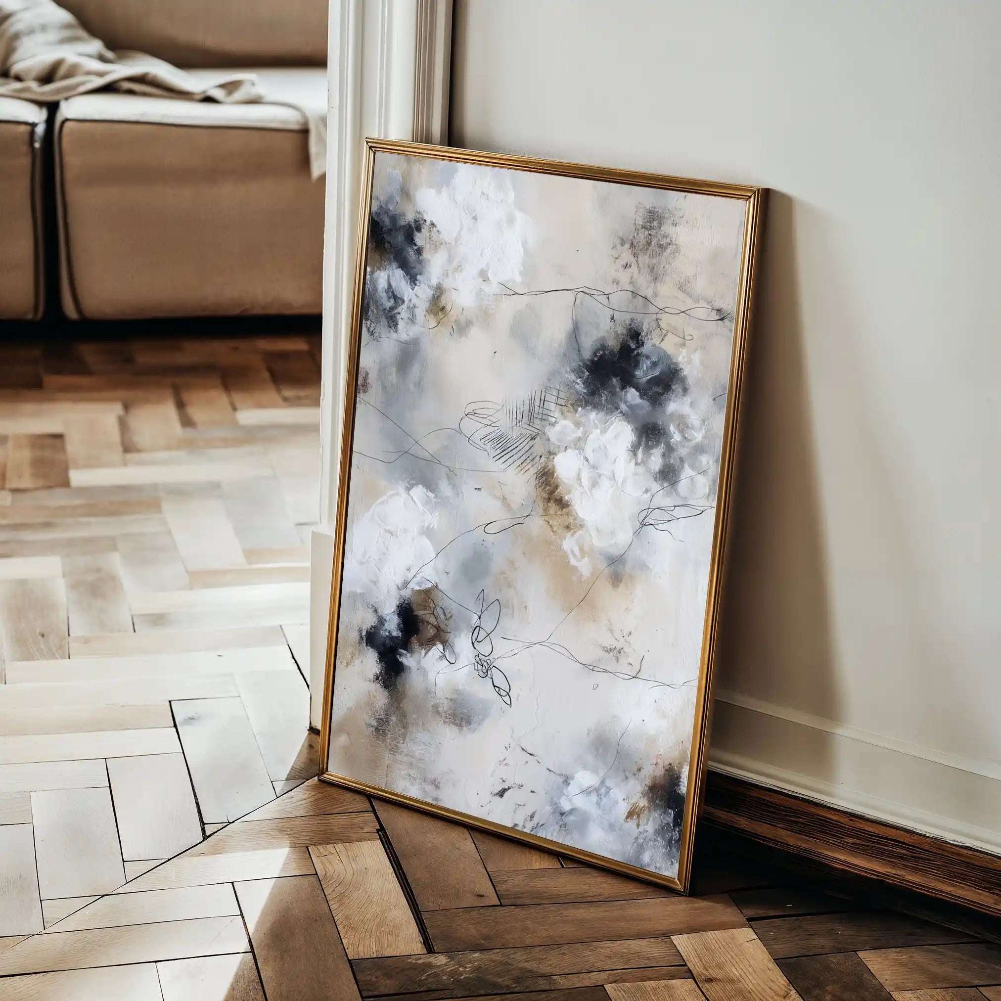 Abstract 1828 Canvas Art 18" x 24" / 45 x 60 cm / Black
