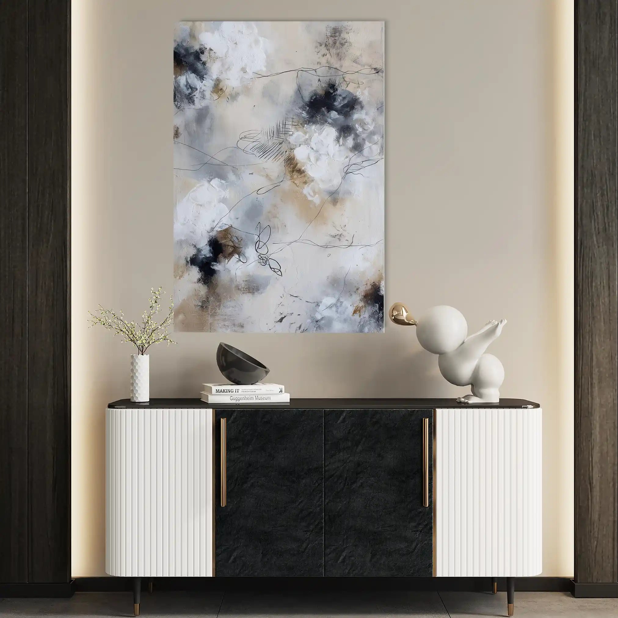 Abstract 1828 Canvas Art 18" x 24" / 45 x 60 cm / Black