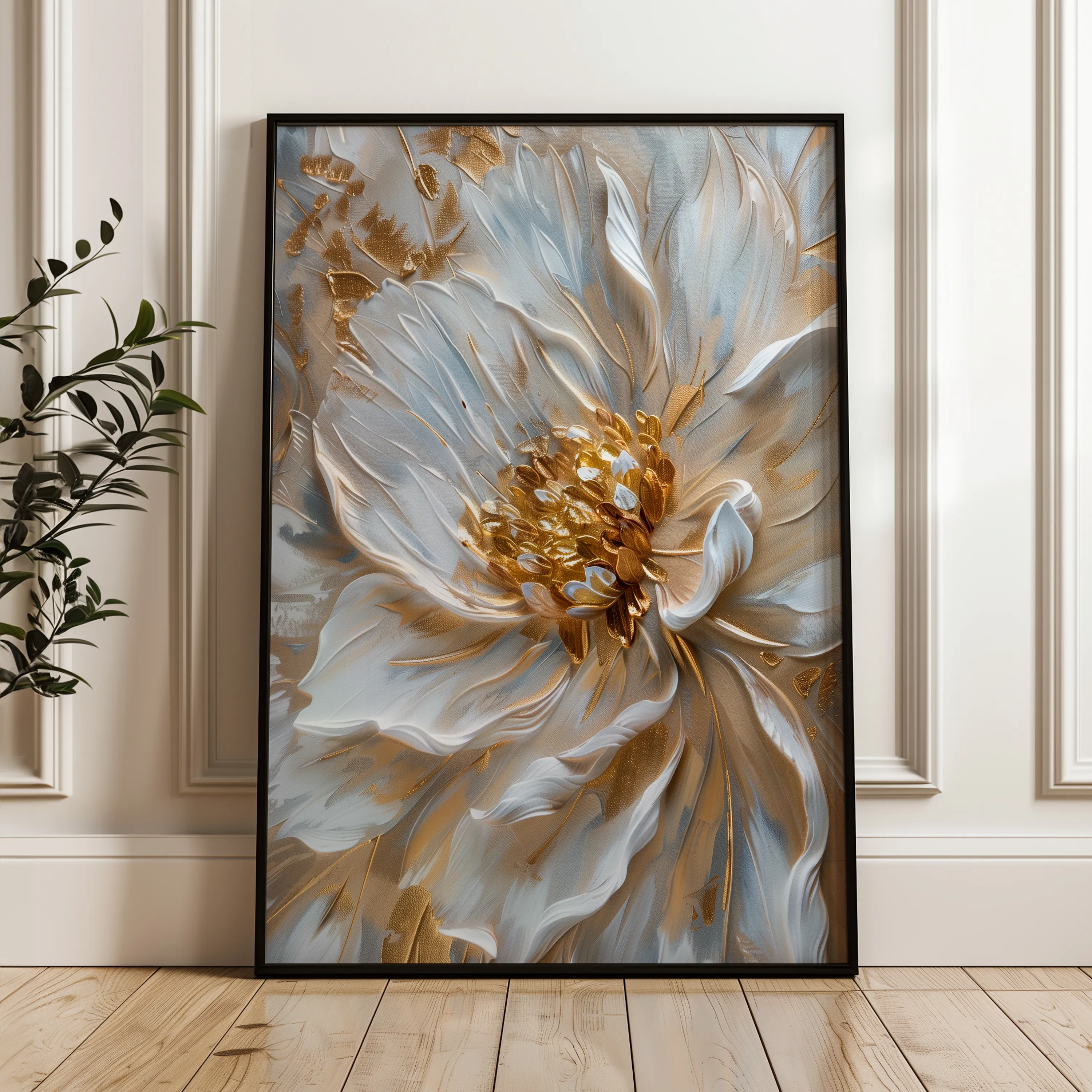 Floral 183 Canvas Art 18" x 24" / 45 x 60 cm / Black