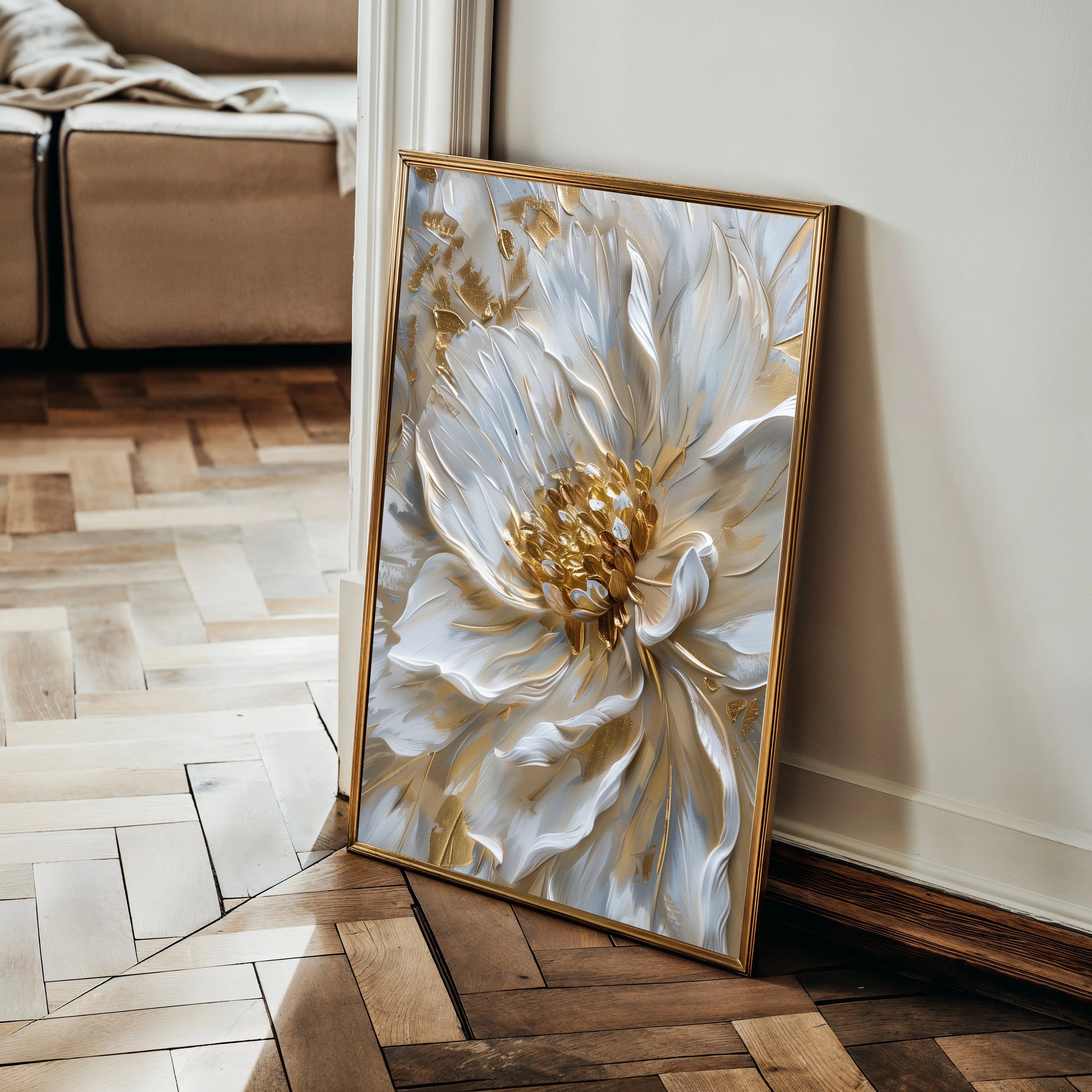 Floral 183 Canvas Art 18" x 24" / 45 x 60 cm / Black