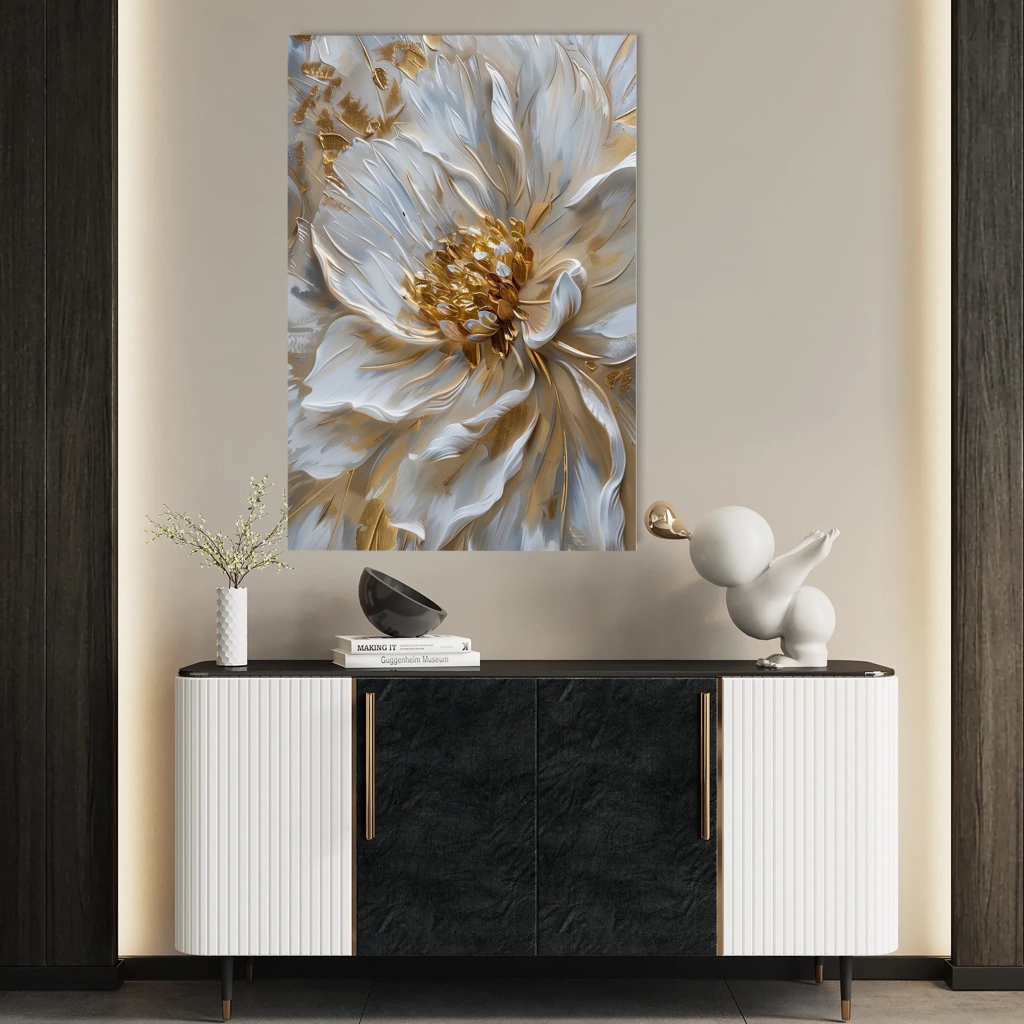 Floral 183 Canvas Art 18" x 24" / 45 x 60 cm / Black