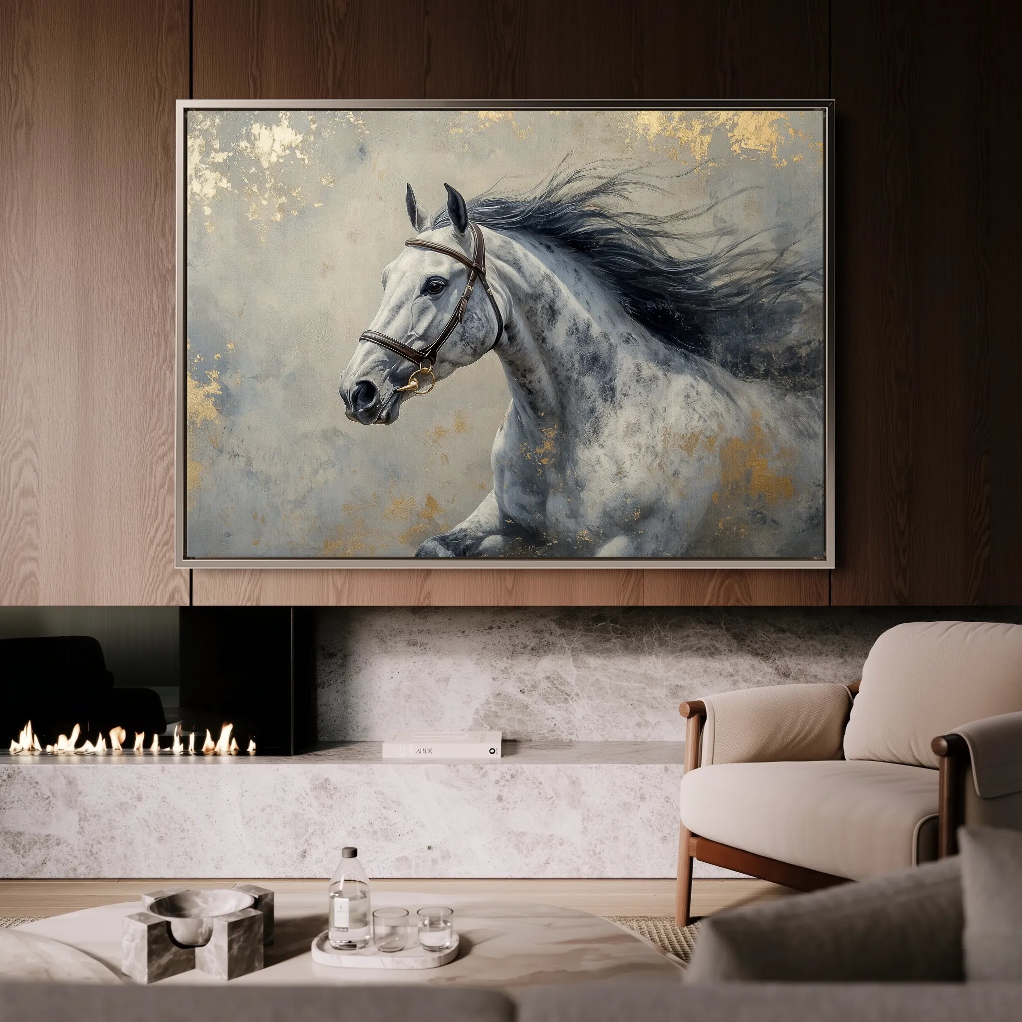 Horses 183 Canvas Art 18" x 24" / 45 x 60 cm / Black