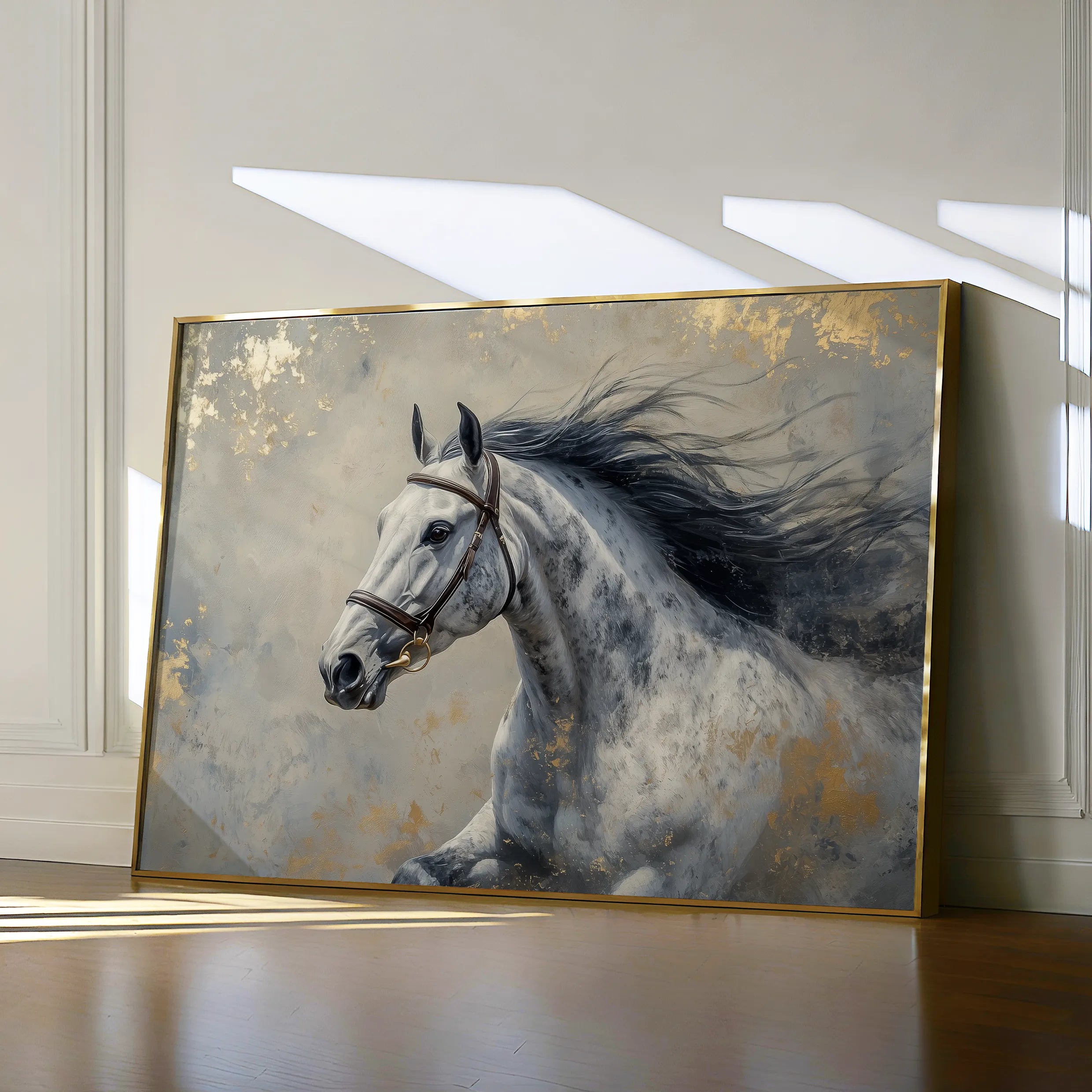 Horses 183 Canvas Art 18" x 24" / 45 x 60 cm / Black