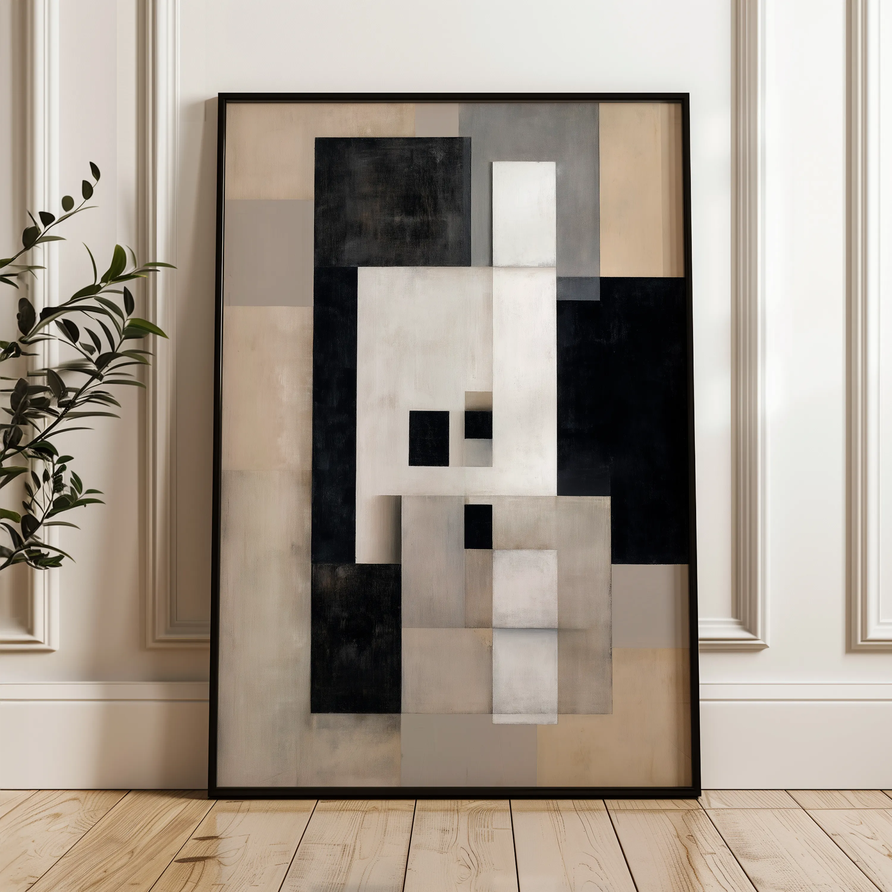 Abstract 1835 Canvas Art 18" x 24" / 45 x 60 cm / Black