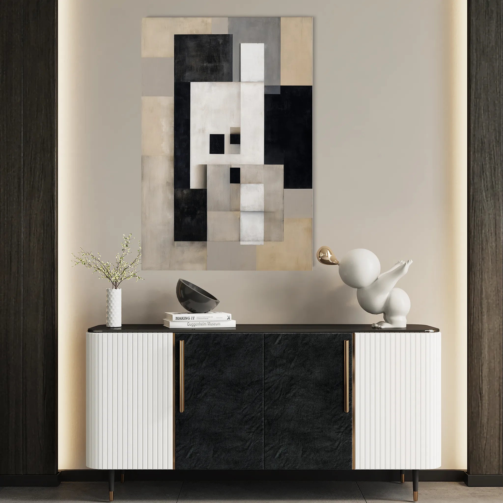 Abstract 1835 Canvas Art 18" x 24" / 45 x 60 cm / Black