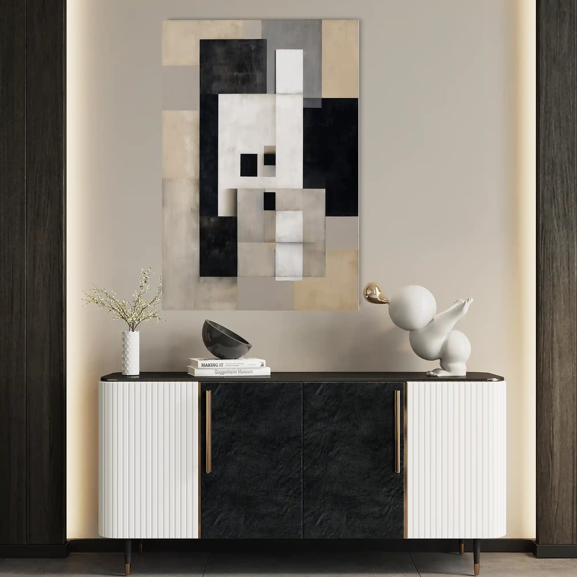 Abstract 1835 Canvas Art 60 x 40 cm / Black