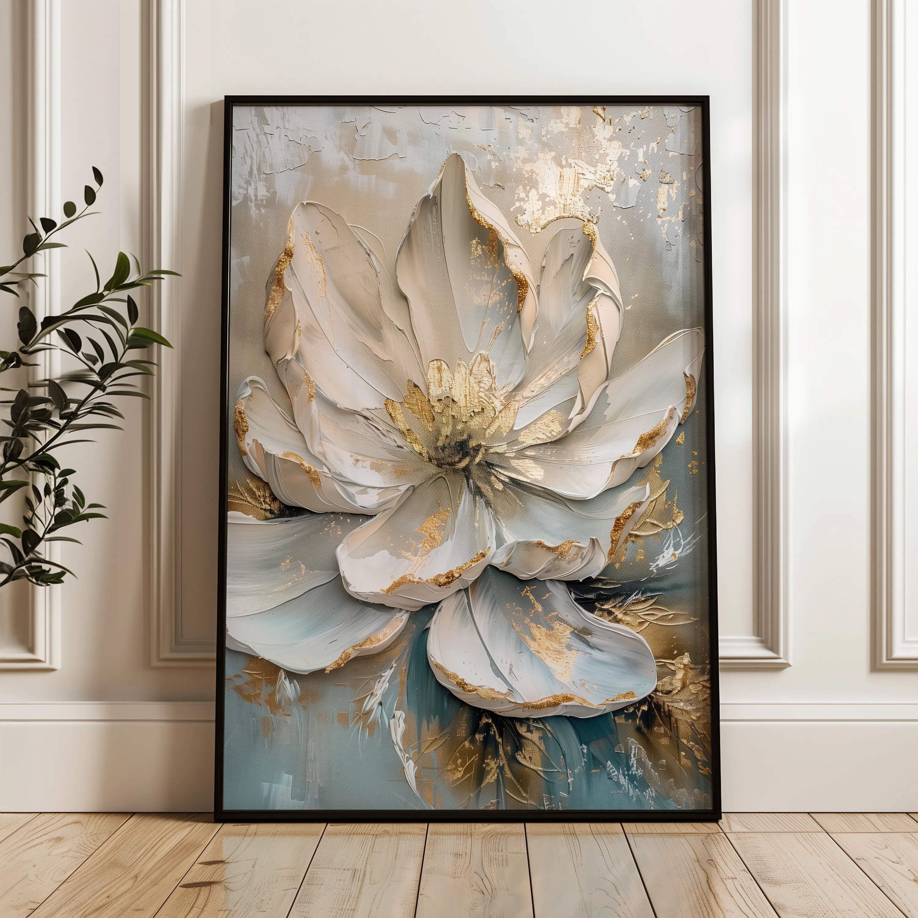 Floral 184 Canvas Art 18" x 24" / 45 x 60 cm / Black