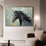 Horses 184 Canvas Art 18" x 24" / 45 x 60 cm / Black