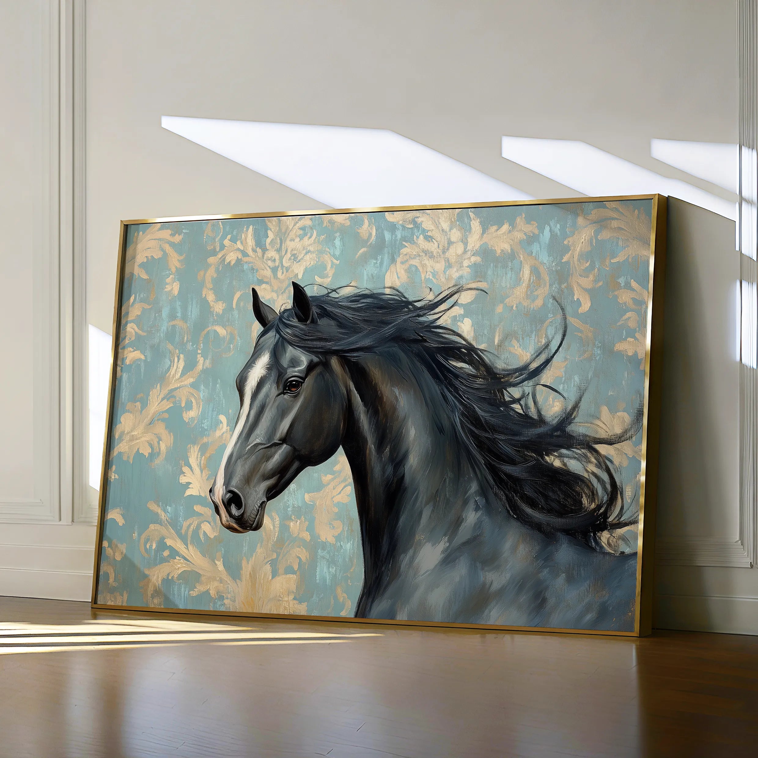 Horses 184 Canvas Art 18" x 24" / 45 x 60 cm / Black