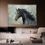 Horses 184 Canvas Art 18" x 24" / 45 x 60 cm / Black