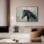 Horses 184 Canvas Art 18" x 24" / 45 x 60 cm / Black