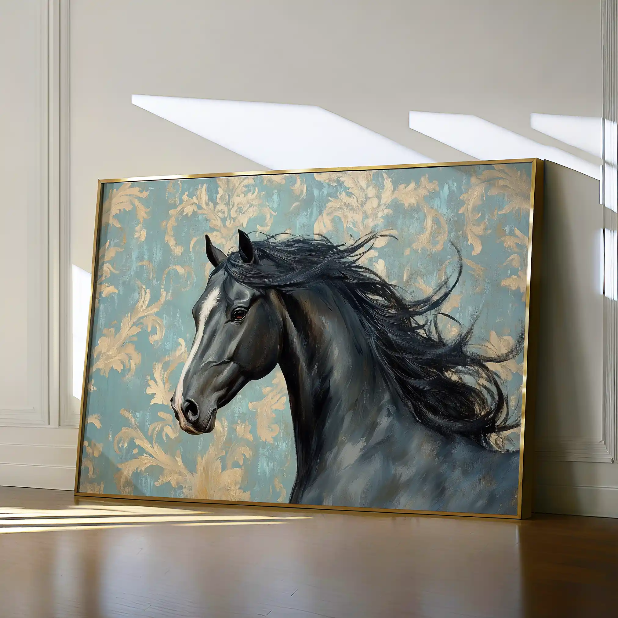 Horses 184 Canvas Art 60 x 40 cm / Black