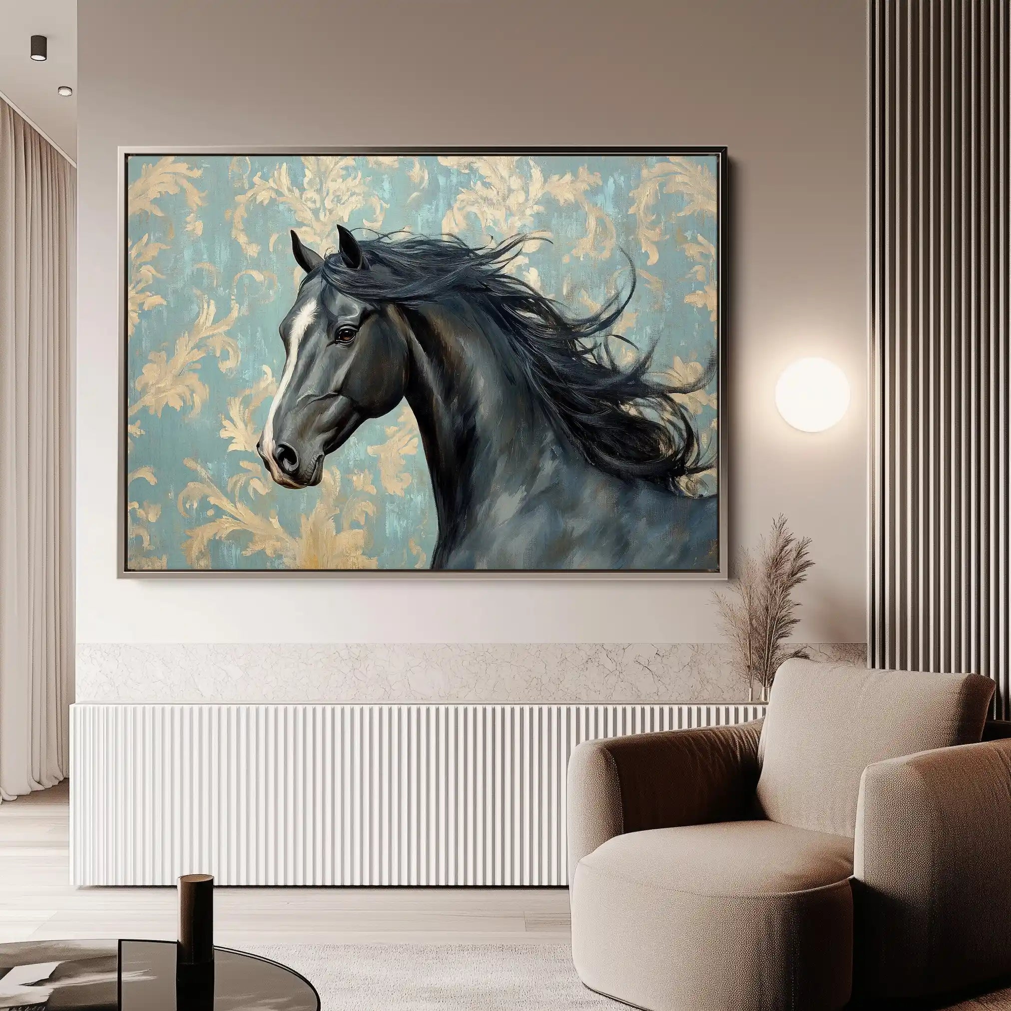 Horses 184 Canvas Art 60 x 40 cm / Black