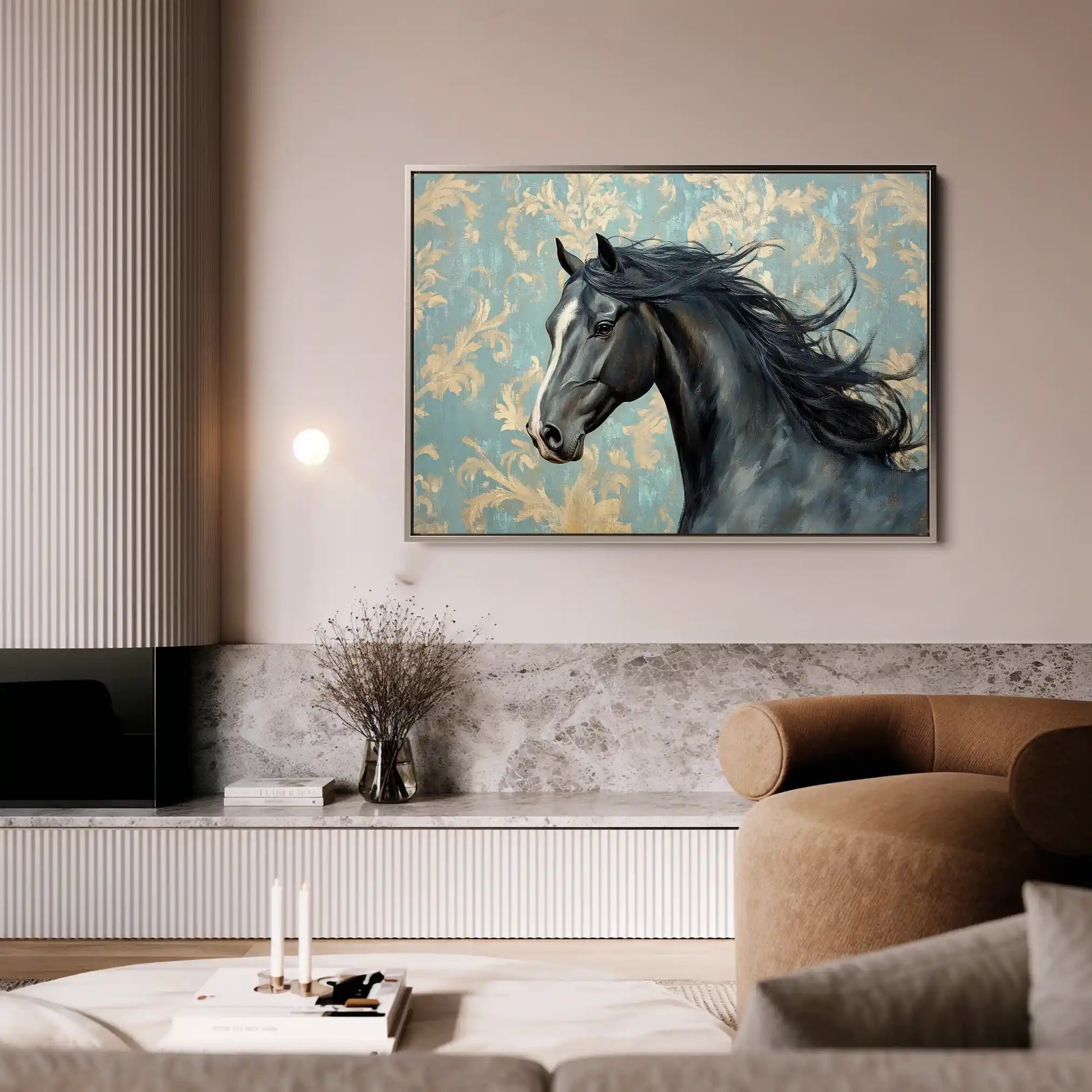 Horses 184 Canvas Art 60 x 40 cm / Black