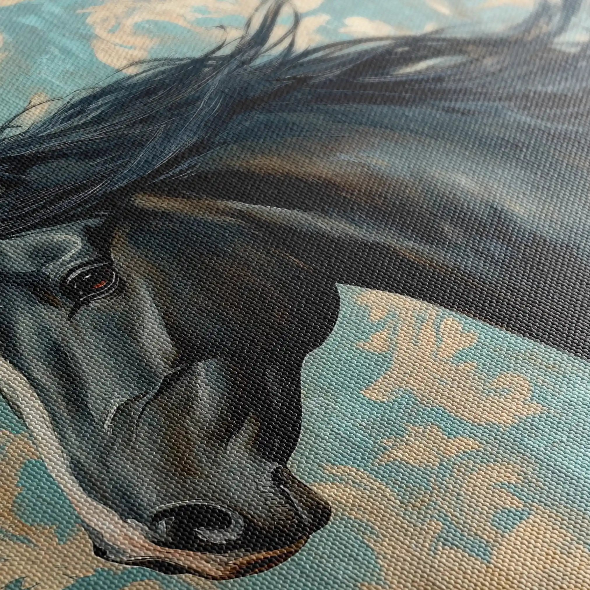 Horses 184 Canvas Art 60 x 40 cm / Black