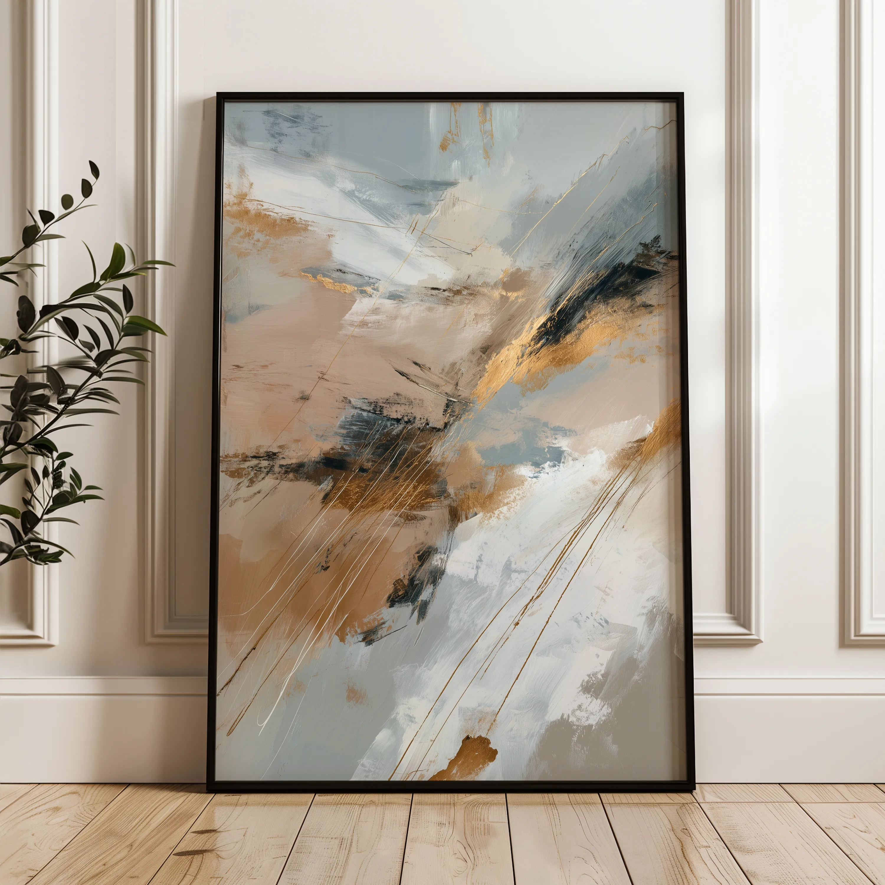 Abstract 1840 Canvas Art 18" x 24" / 45 x 60 cm / Black