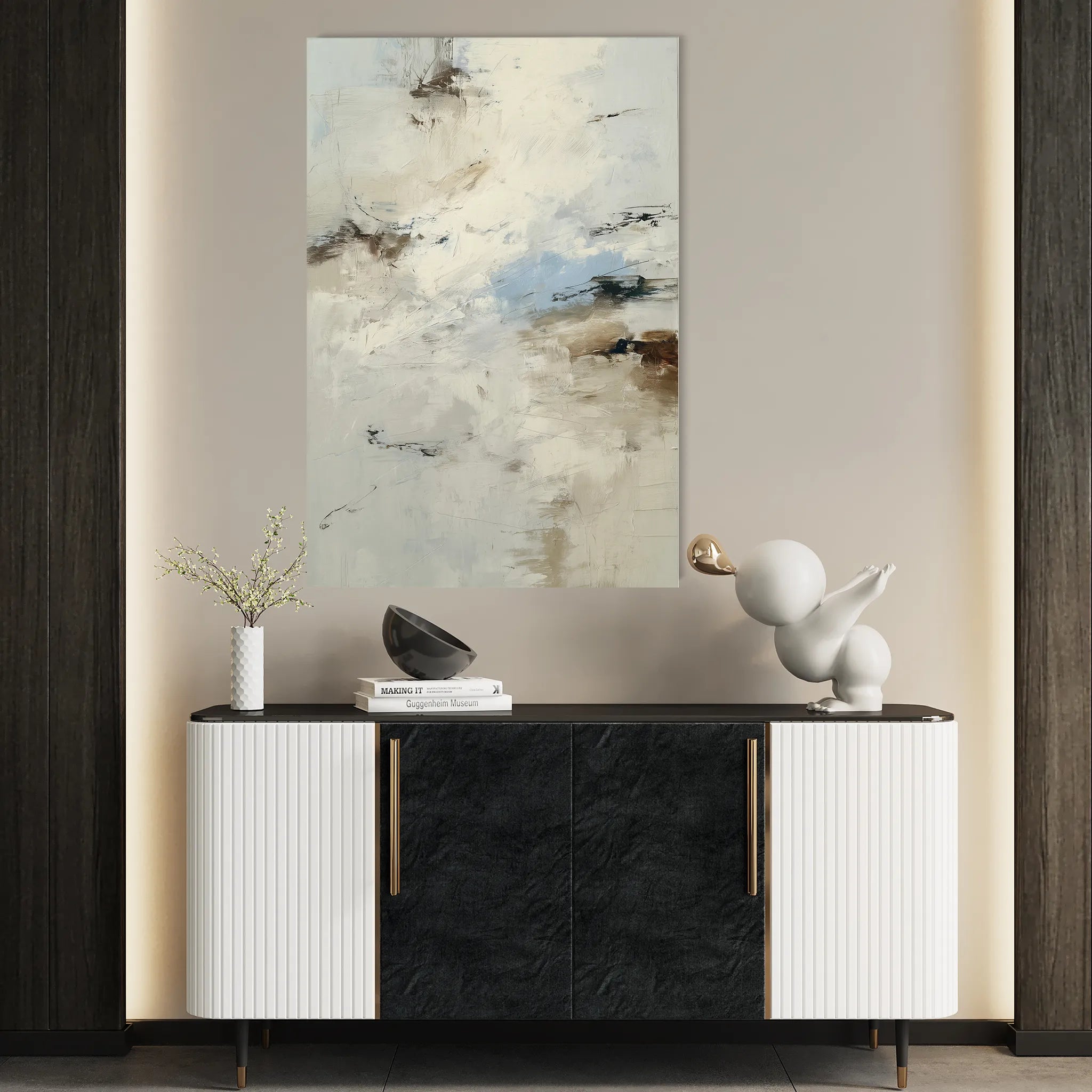Abstract 1842 Canvas Art 18" x 24" / 45 x 60 cm / Black