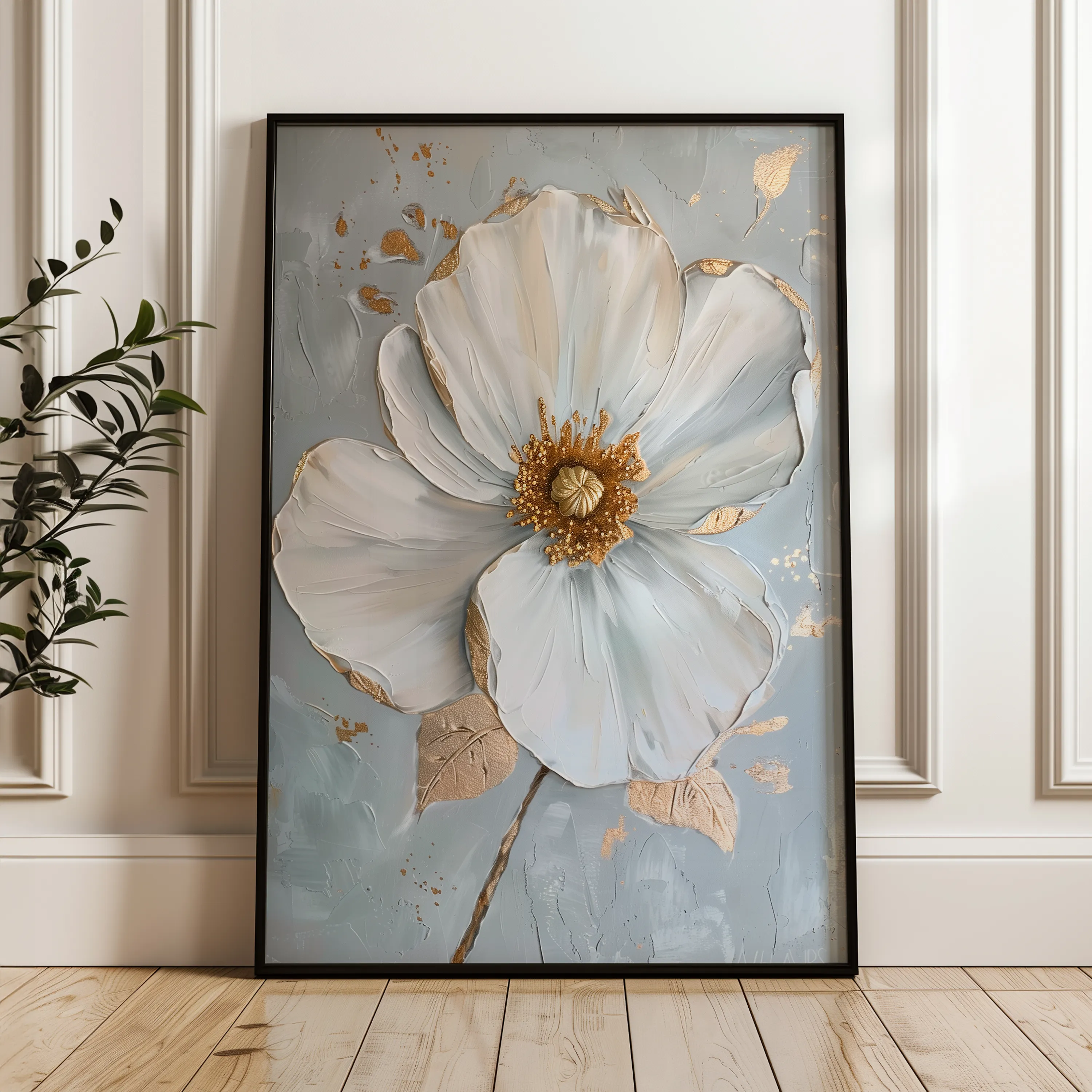 Floral 185 Canvas Art 18" x 24" / 45 x 60 cm / Black