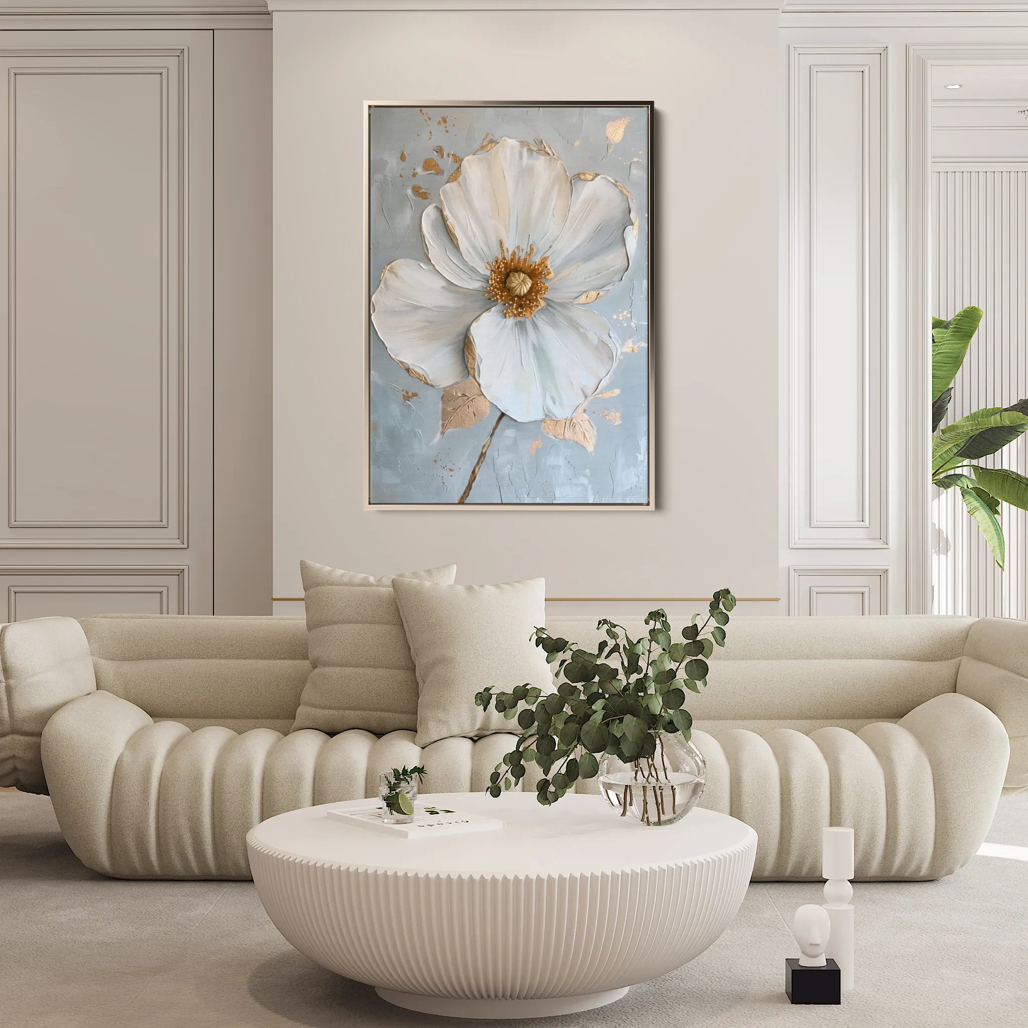 Floral 185 Canvas Art 18" x 24" / 45 x 60 cm / Black