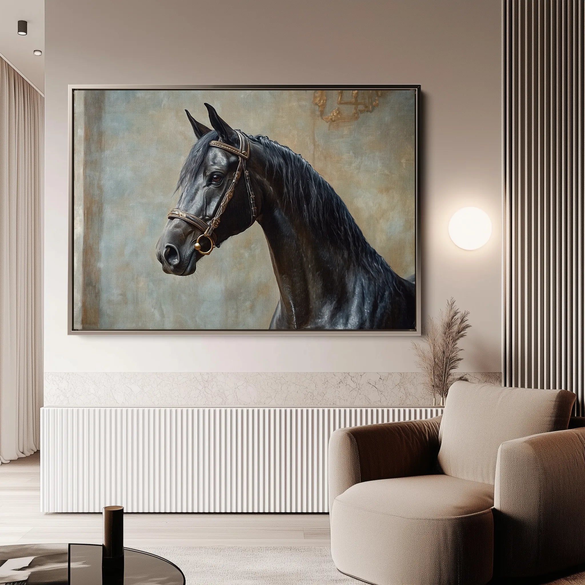 Horses 185 Canvas Art 18" x 24" / 45 x 60 cm / Black