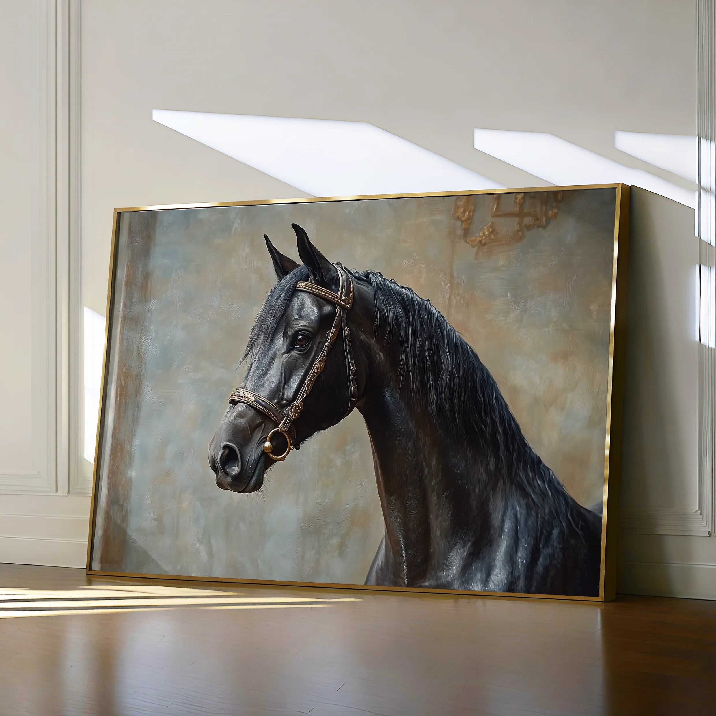 Horses 185 Canvas Art 18" x 24" / 45 x 60 cm / Black