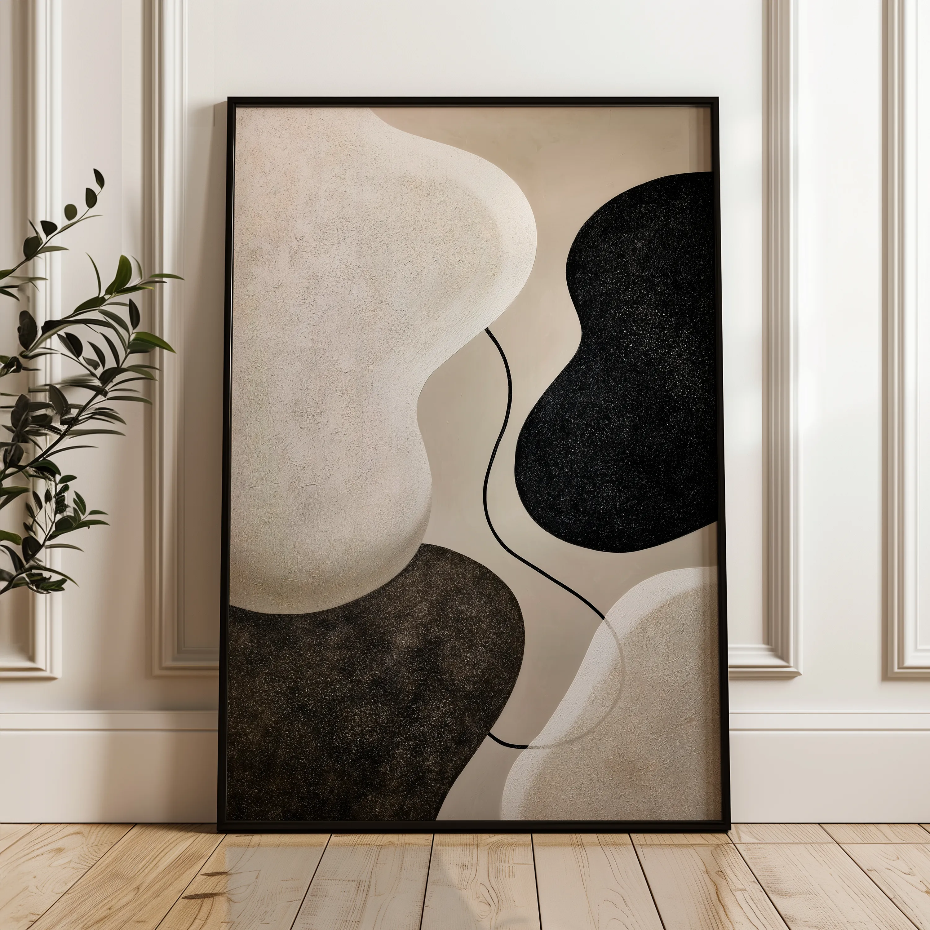 Abstract 1853 Canvas Art 18" x 24" / 45 x 60 cm / Black