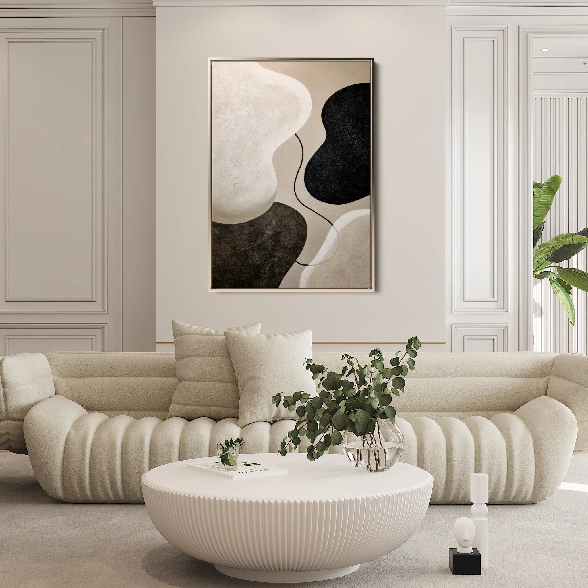 Abstract 1853 Canvas Art 18" x 24" / 45 x 60 cm / Black