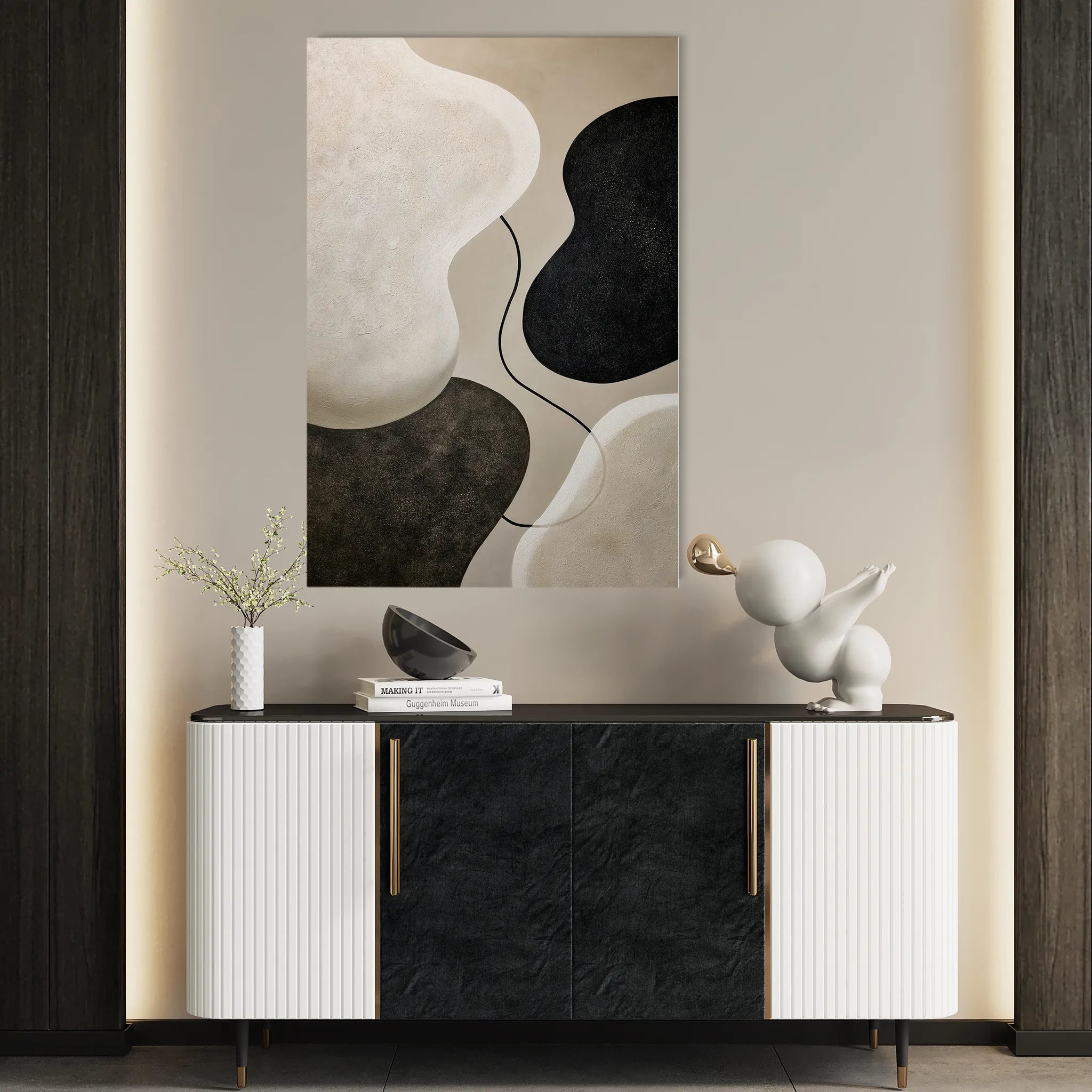 Abstract 1853 Canvas Art 18" x 24" / 45 x 60 cm / Black