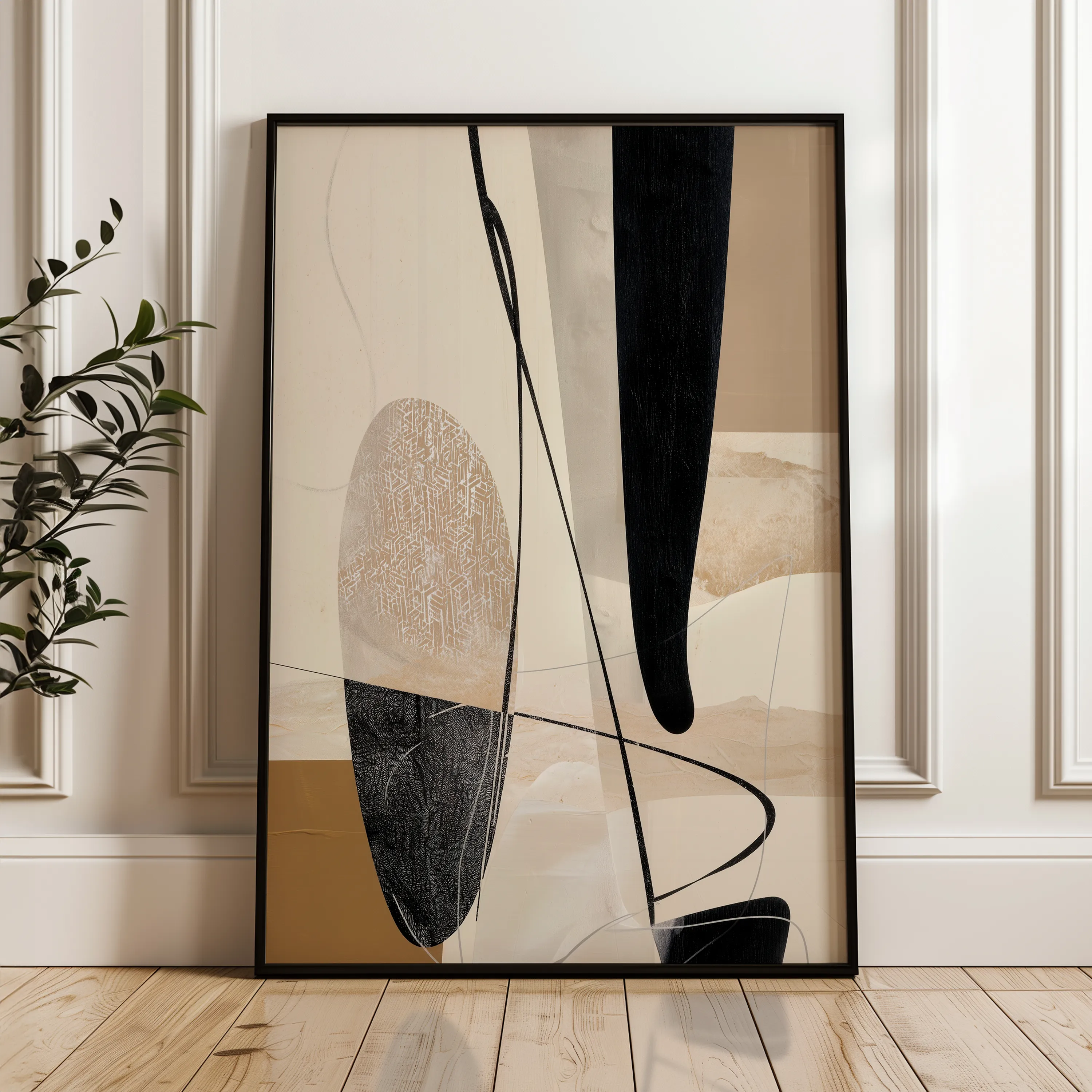 Abstract 1854 Canvas Art 18" x 24" / 45 x 60 cm / Black