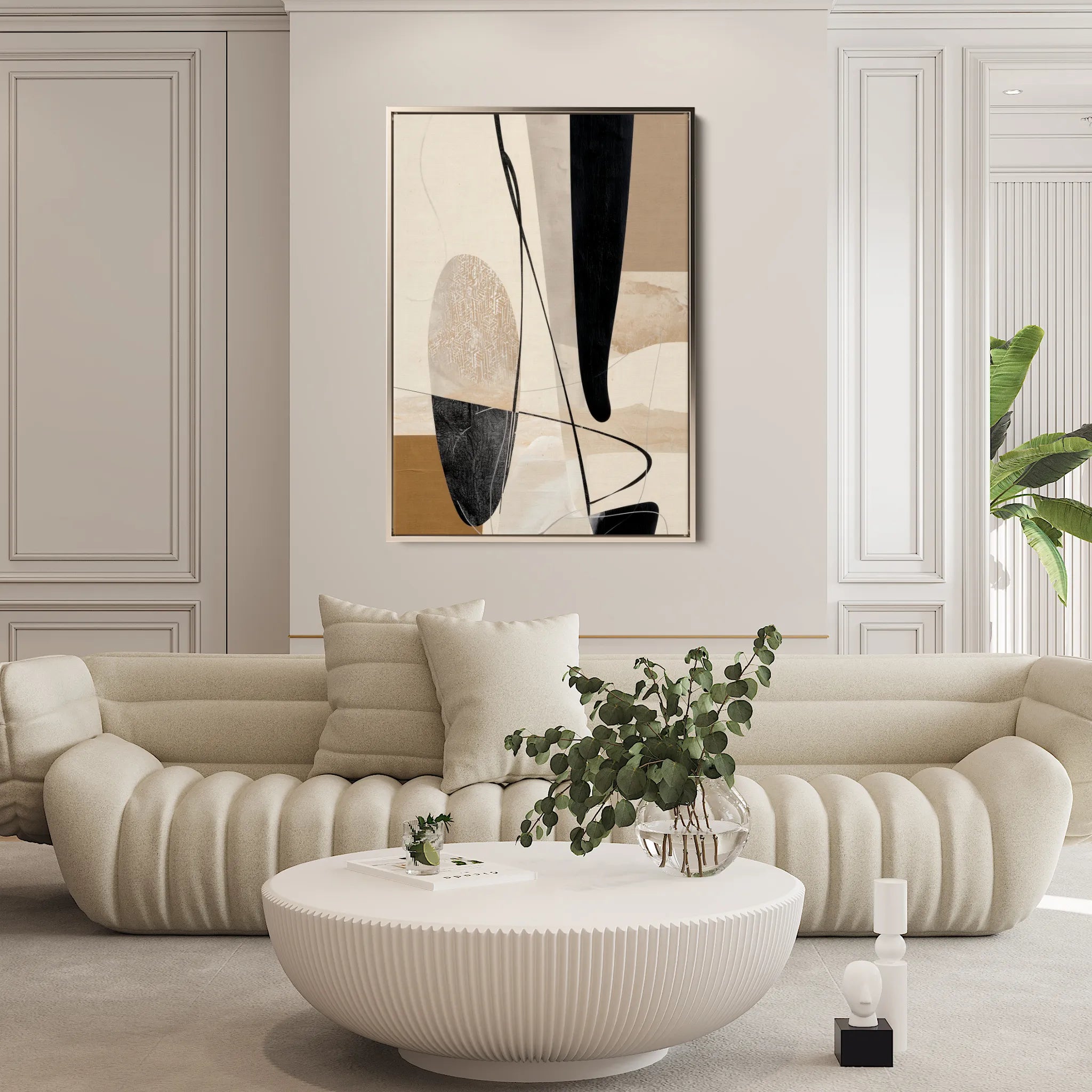 Abstract 1854 Canvas Art 18" x 24" / 45 x 60 cm / Black