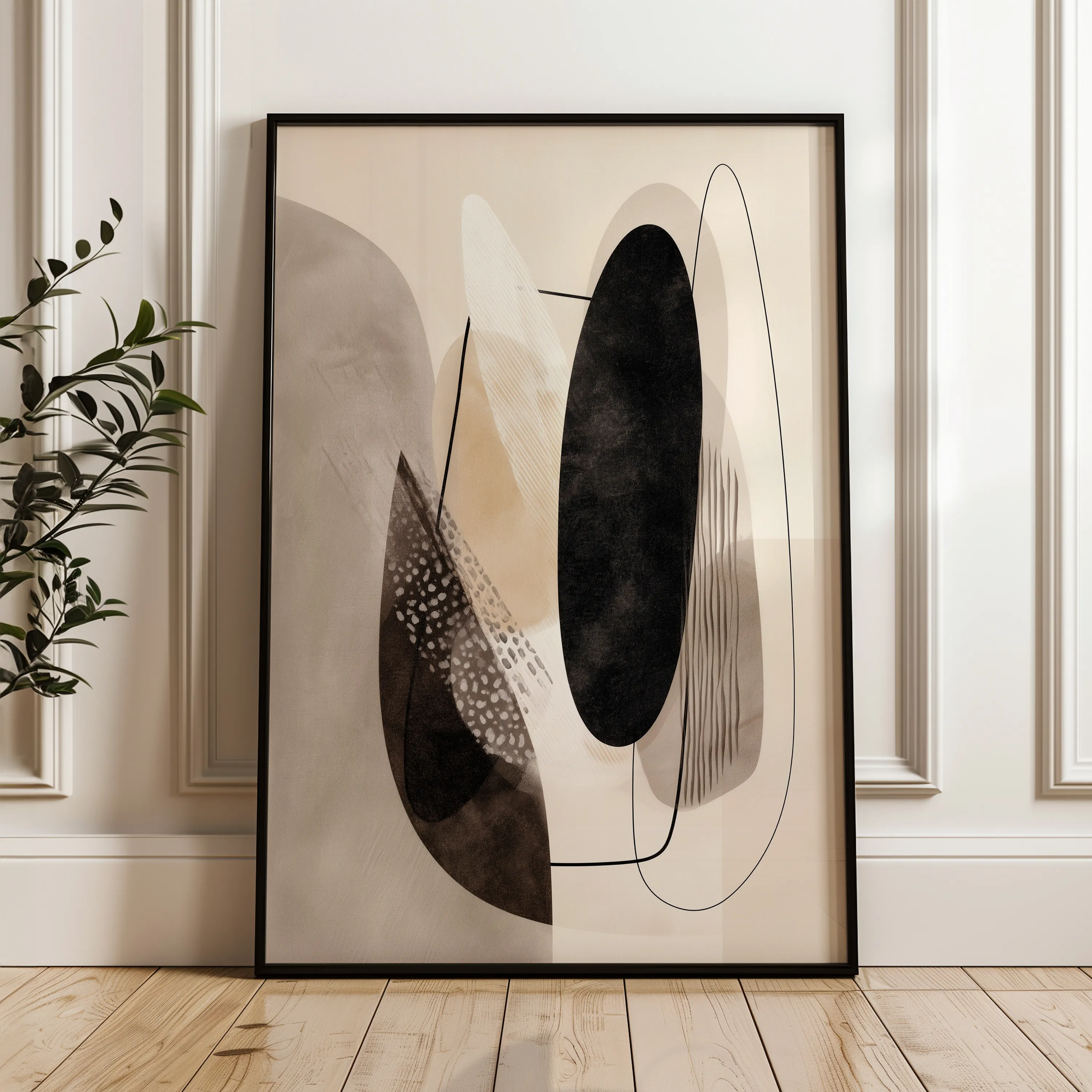 Abstract 1855 Canvas Art 18" x 24" / 45 x 60 cm / Black