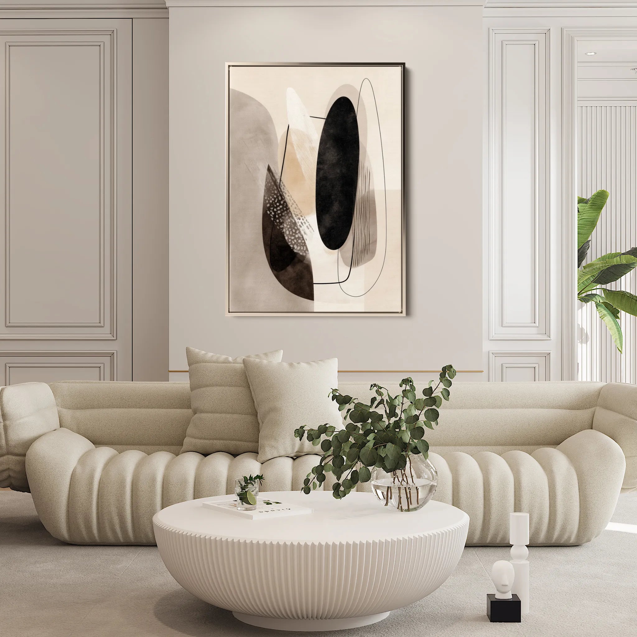 Abstract 1855 Canvas Art 18" x 24" / 45 x 60 cm / Black