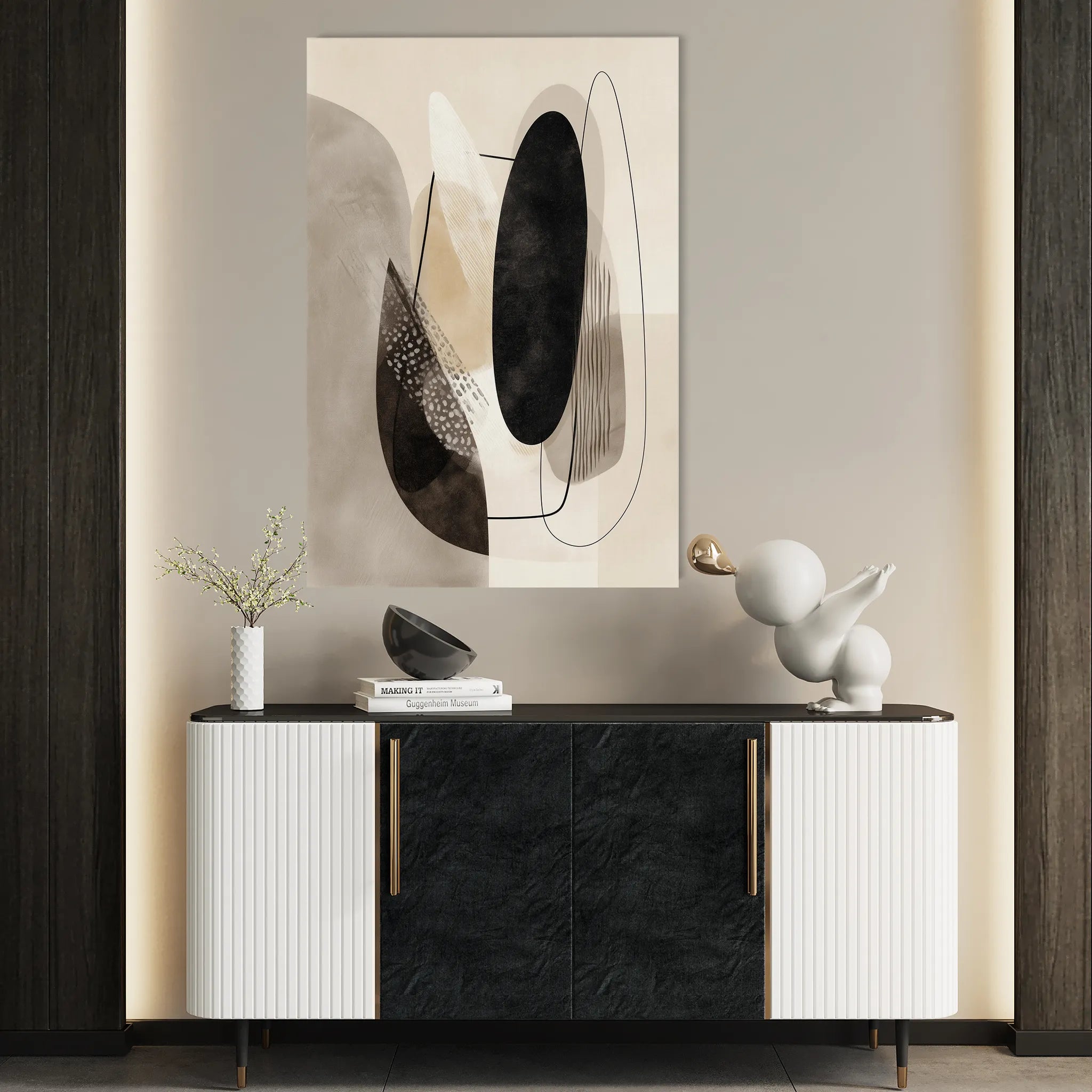 Abstract 1855 Canvas Art 18" x 24" / 45 x 60 cm / Black