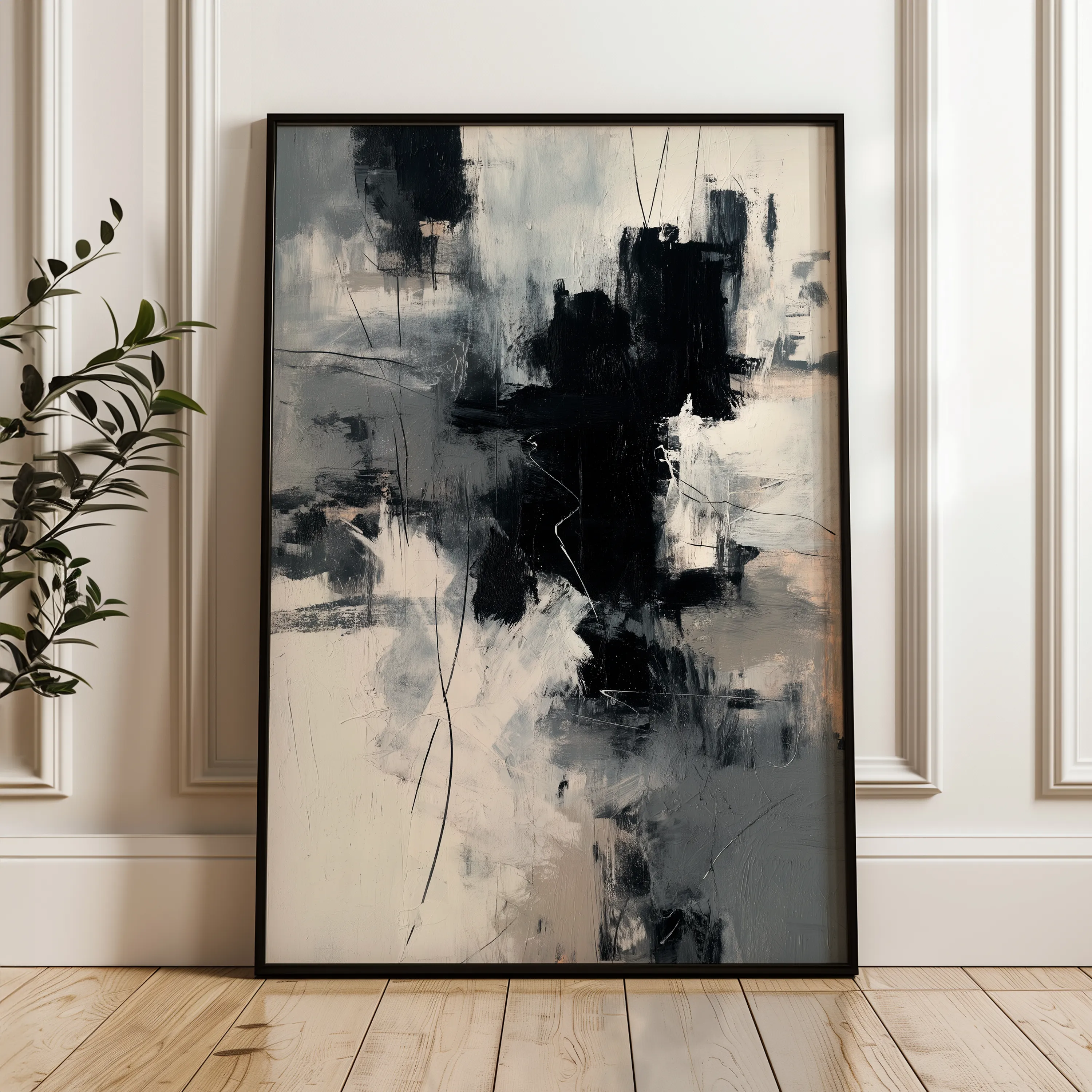 Abstract 1859 Canvas Art 18" x 24" / 45 x 60 cm / Black