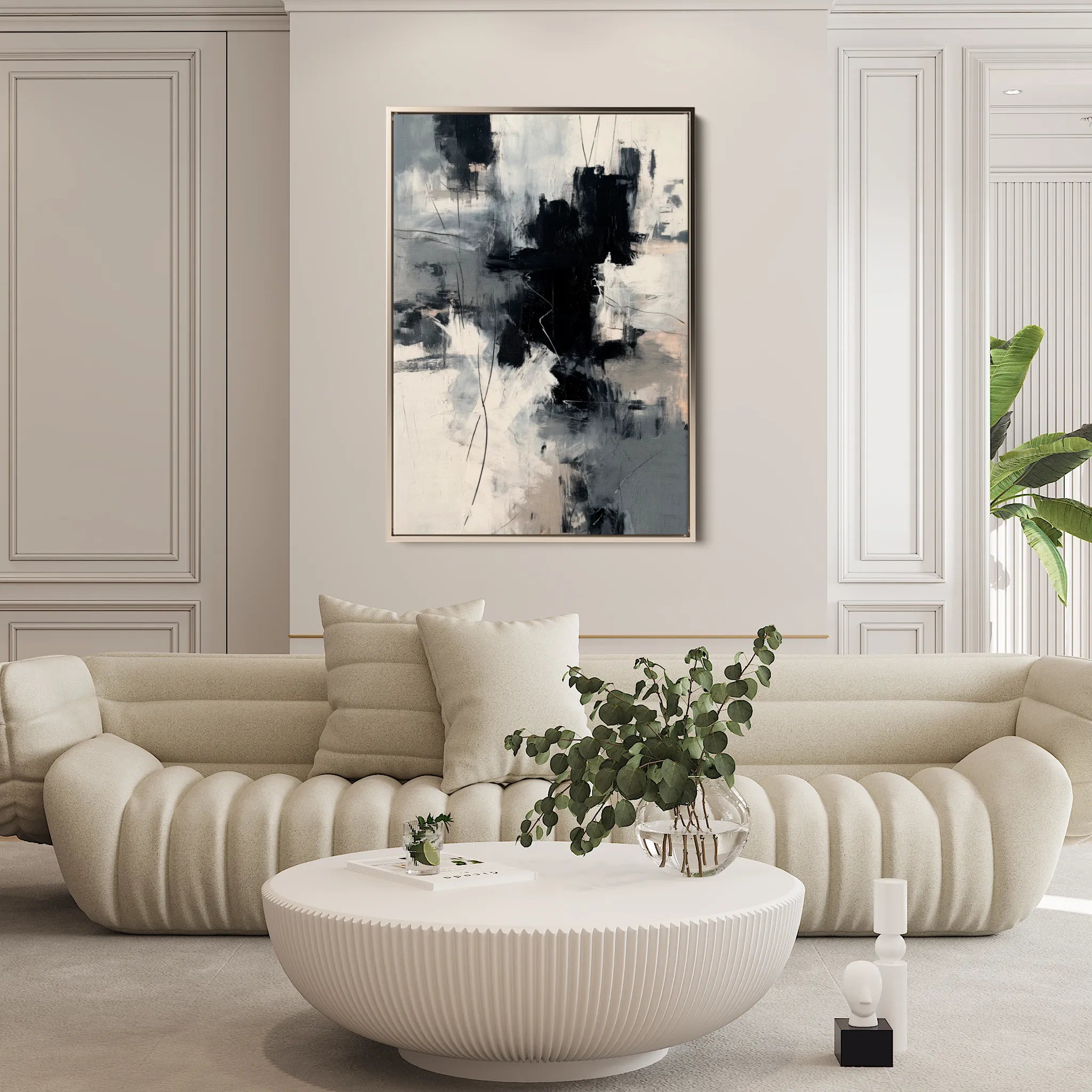 Abstract 1859 Canvas Art 18" x 24" / 45 x 60 cm / Black