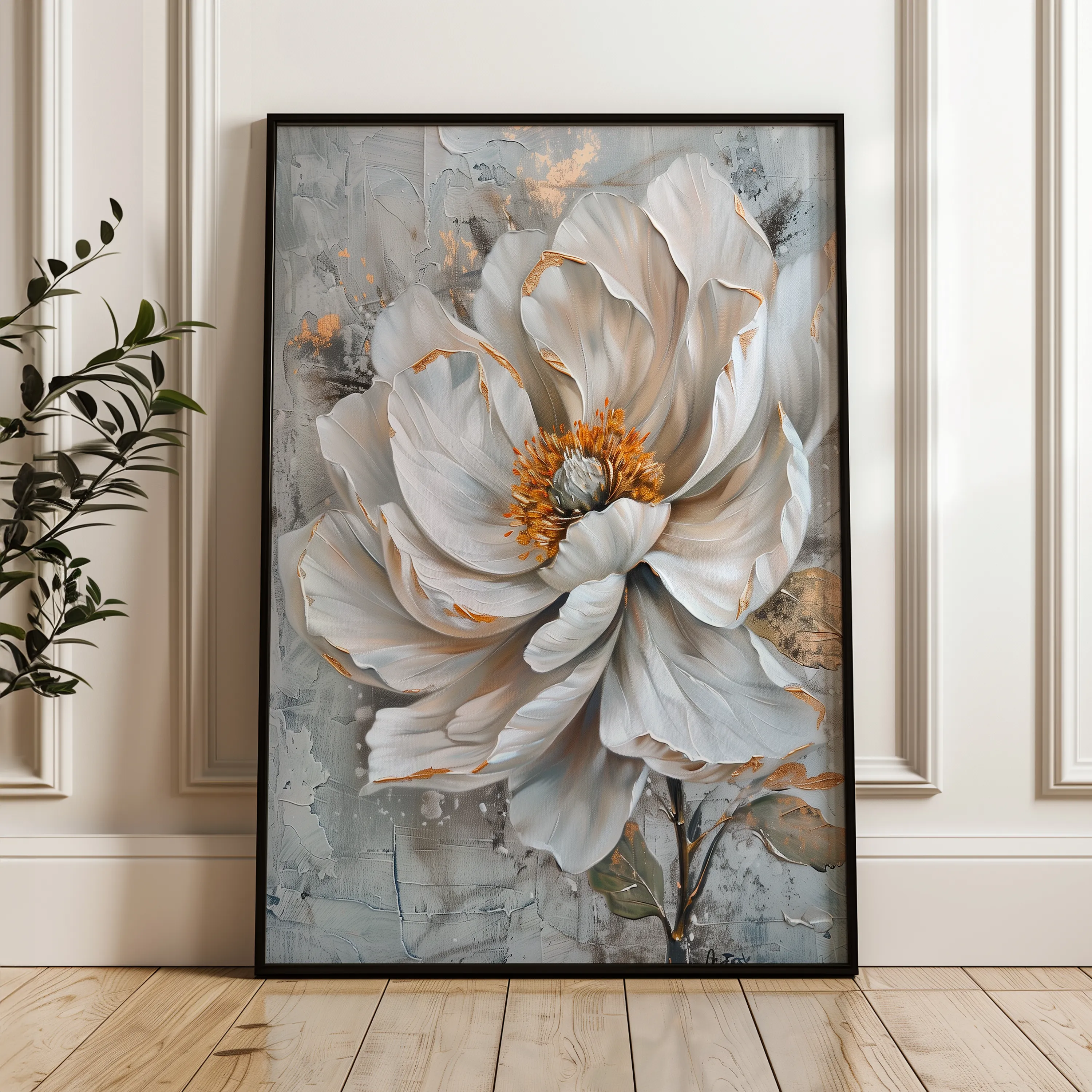Floral 186 Canvas Art 18" x 24" / 45 x 60 cm / Black