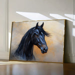 Horses 186 Canvas Art 18" x 24" / 45 x 60 cm / Black